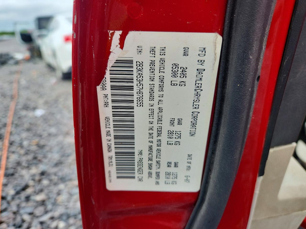 2007 Dodge Charger R Red vin: 2B3KA53H57H876655