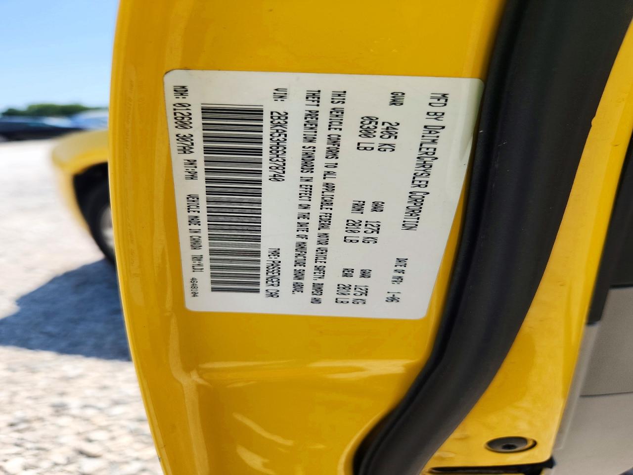 2006 Dodge Charger Daytona R/t Yellow vin: 2B3KA53H66H378740