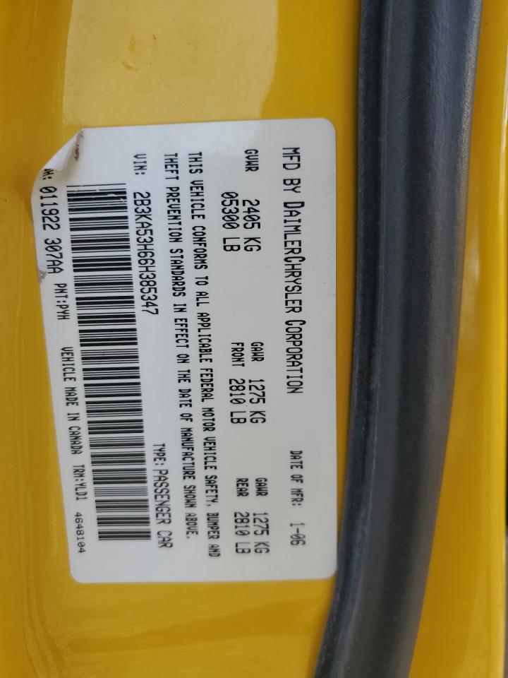 2006 Dodge Charger R/t Yellow vin: 2B3KA53H66H385347