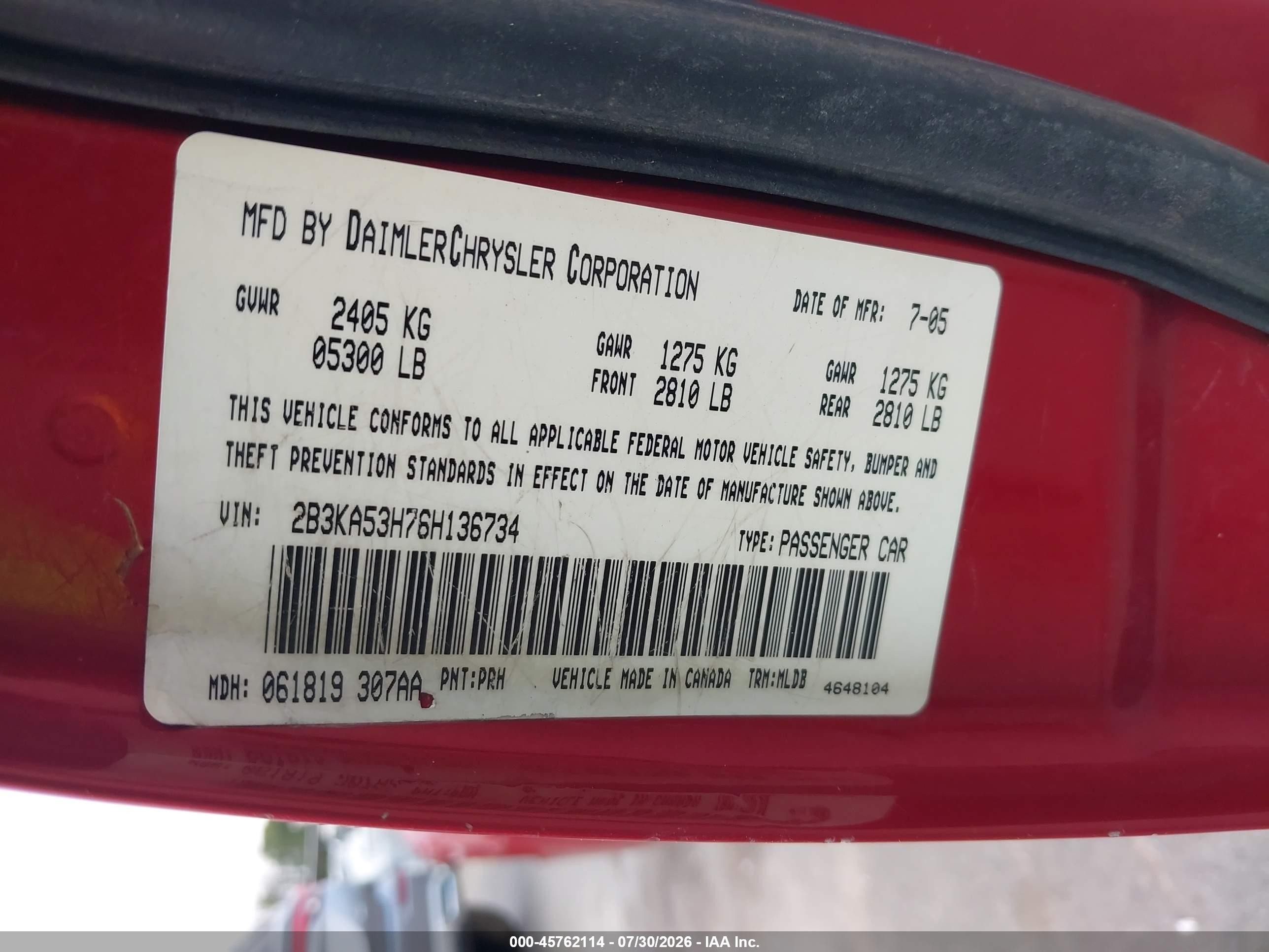 2006 Dodge Charger Rt Красный vin: 2B3KA53H76H136734