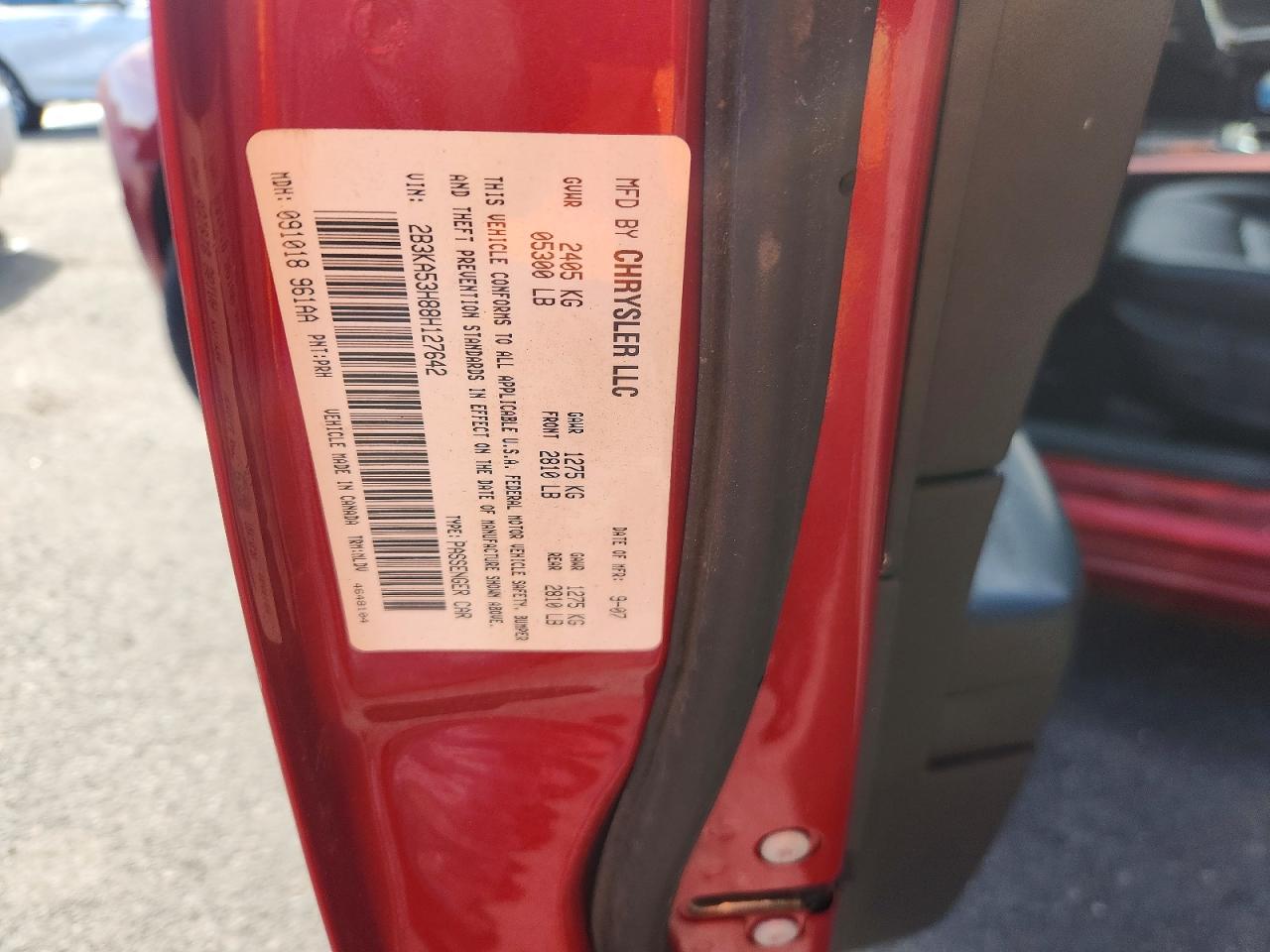 2008 Dodge Charger R/t Red vin: 2B3KA53H88H127642