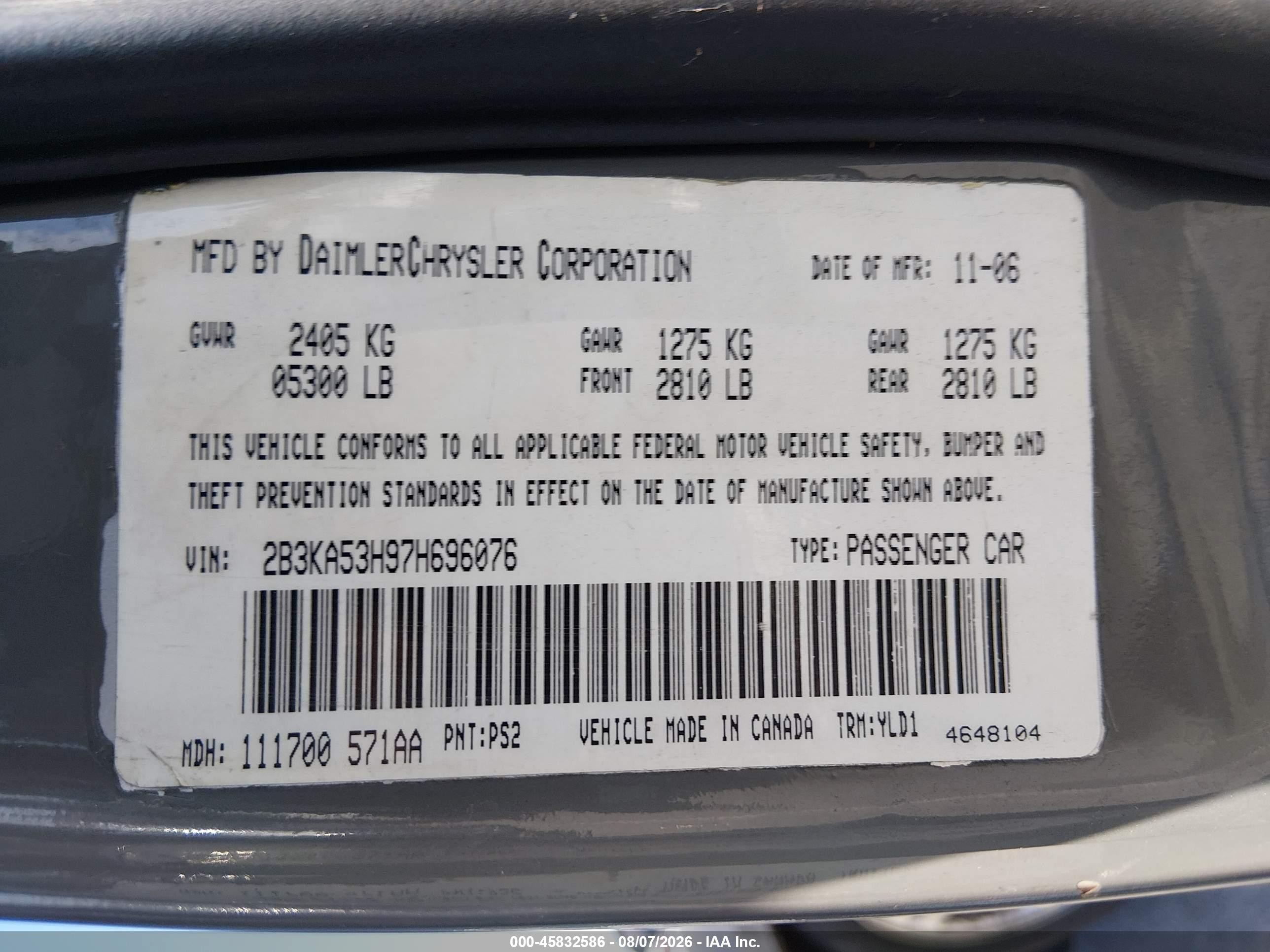 2007 Dodge Charger Rt Gray vin: 2B3KA53H97H696076