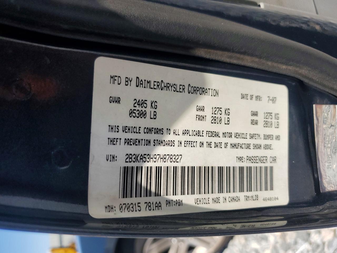 2007 Dodge Charger R/t Charcoal vin: 2B3KA53H97H878327