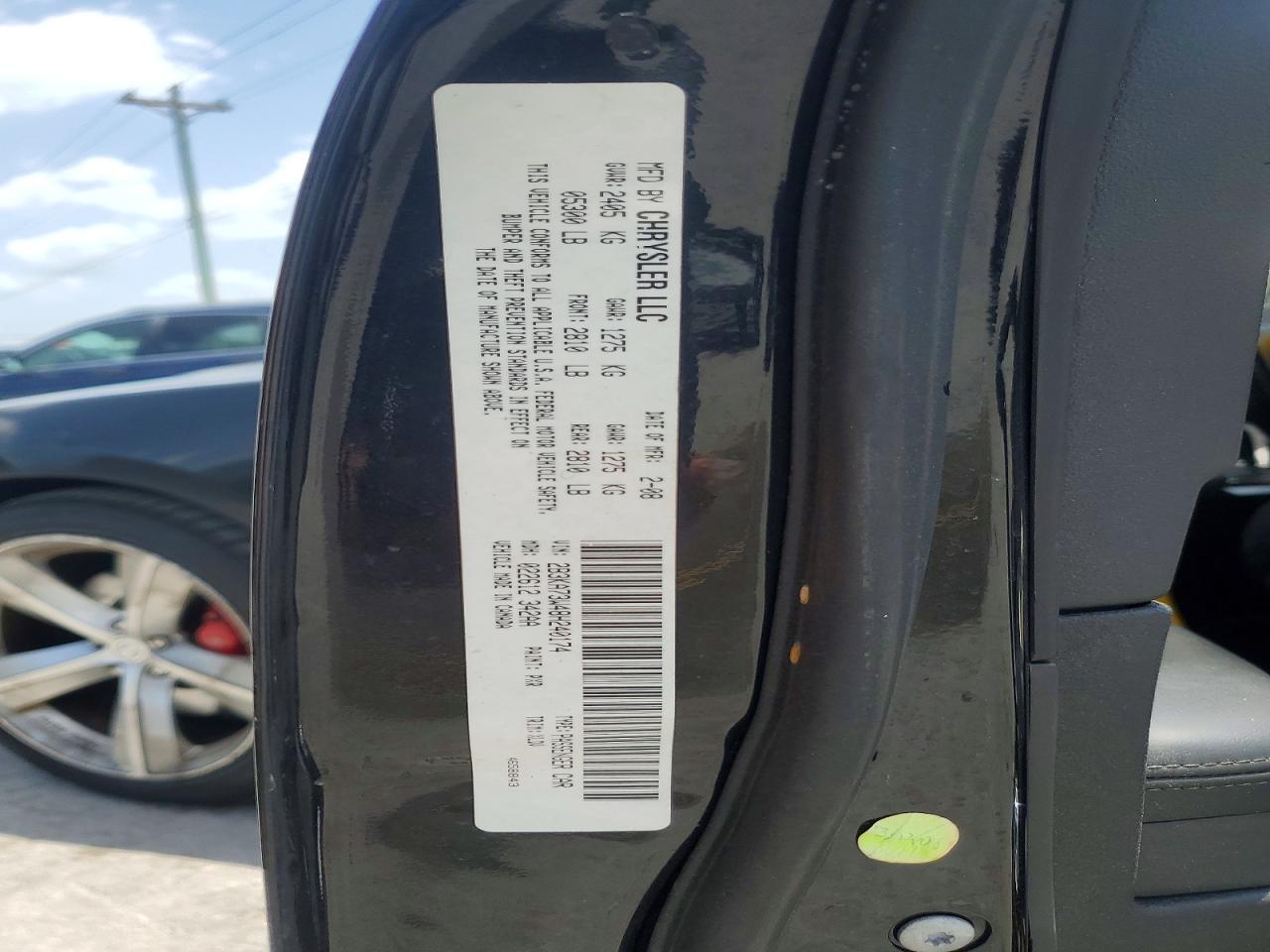 2008 Dodge Charger Srt-8 Black vin: 2B3KA73W48H240174