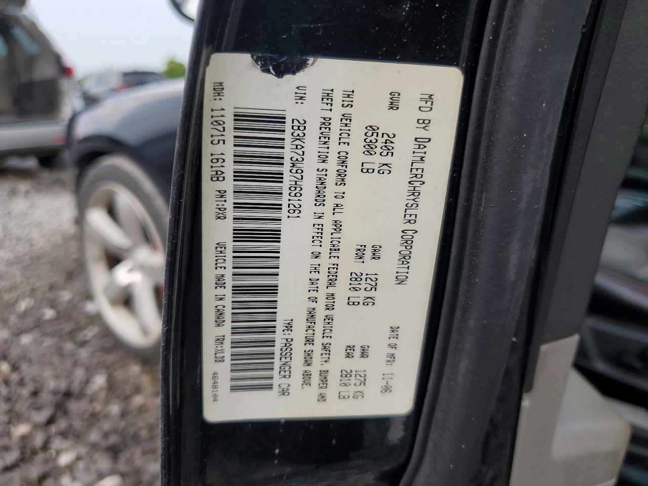 2007 Dodge Charger Srt-8 Black vin: 2B3KA73W97H691261
