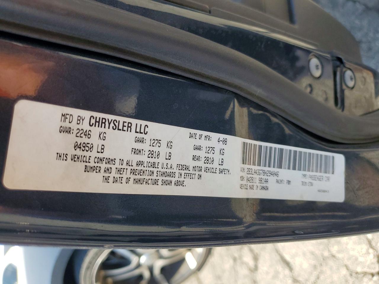 2008 Dodge Charger Green vin: 2B3LA43G78H294046