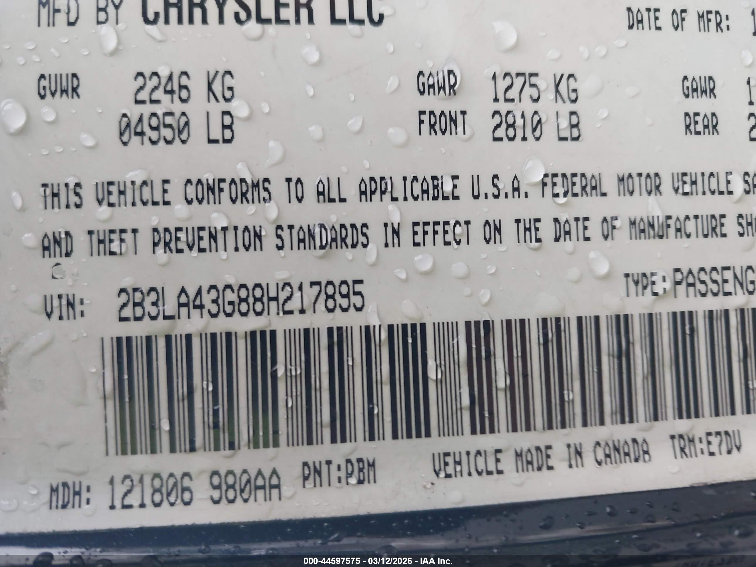 2008 Dodge Charger   Black vin: 2B3LA43G88H217895