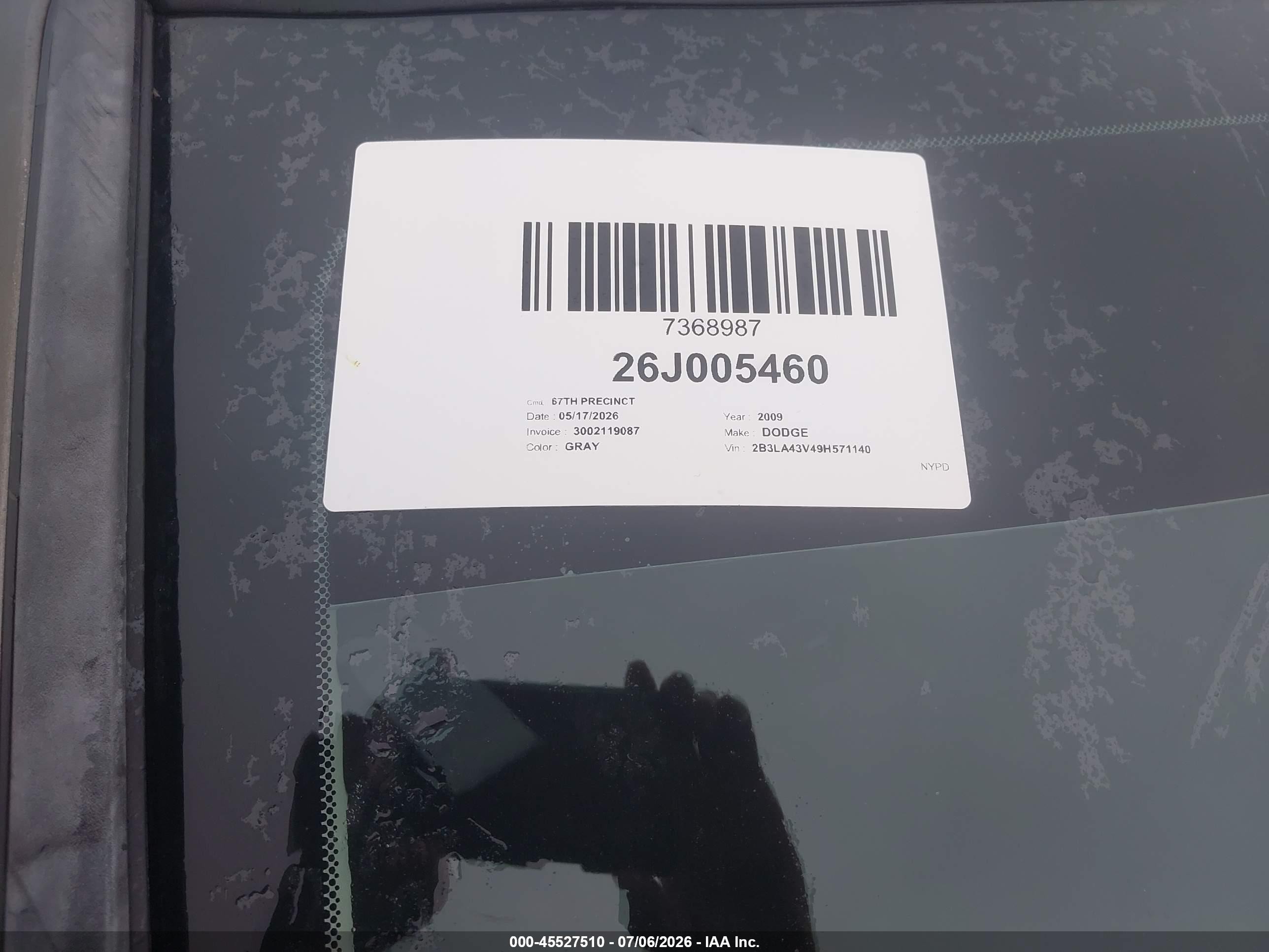 2009 Dodge Charger   Gray vin: 2B3LA43V49H571140