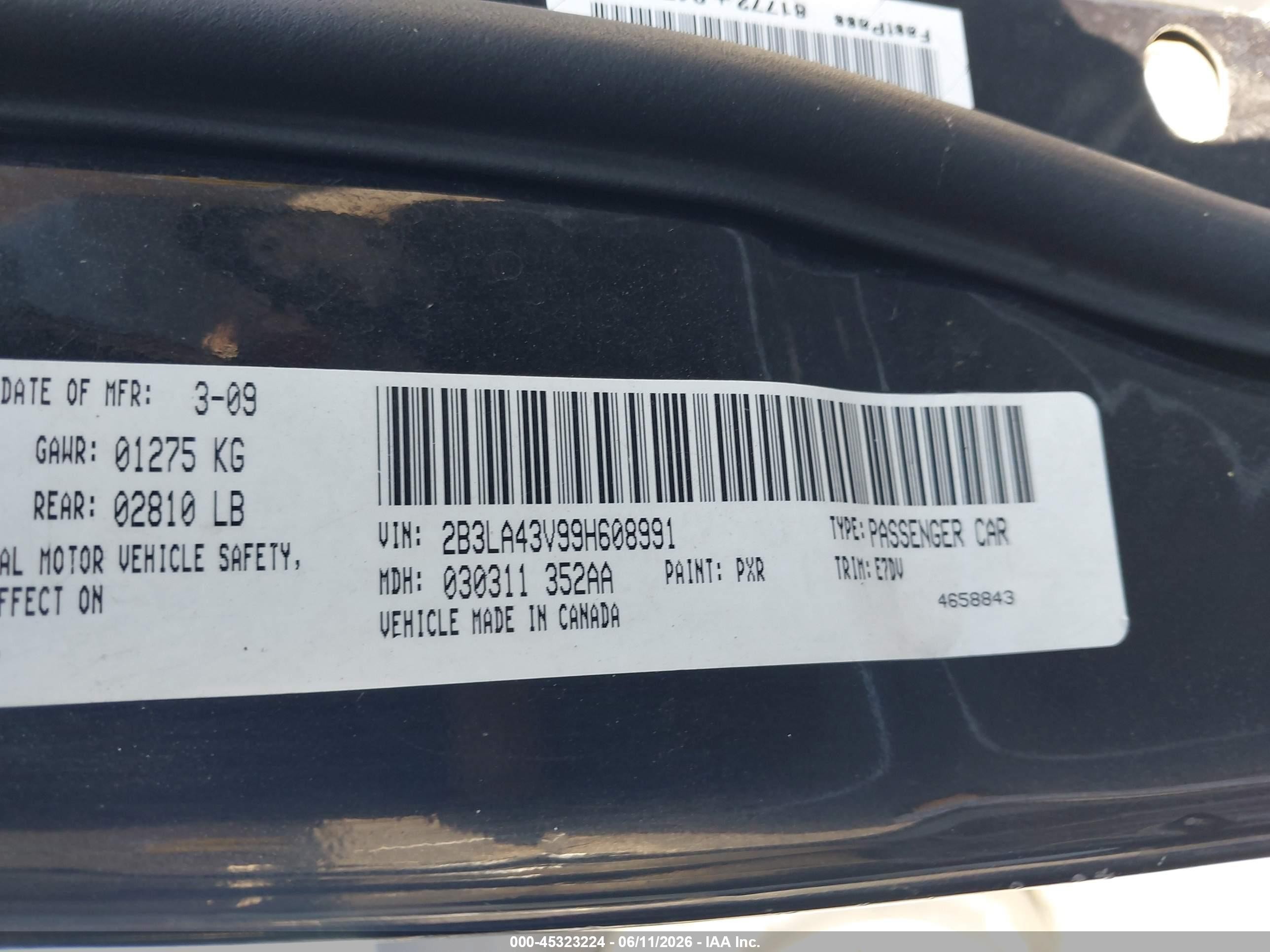 2009 Dodge Charger Se Black vin: 2B3LA43V99H608991