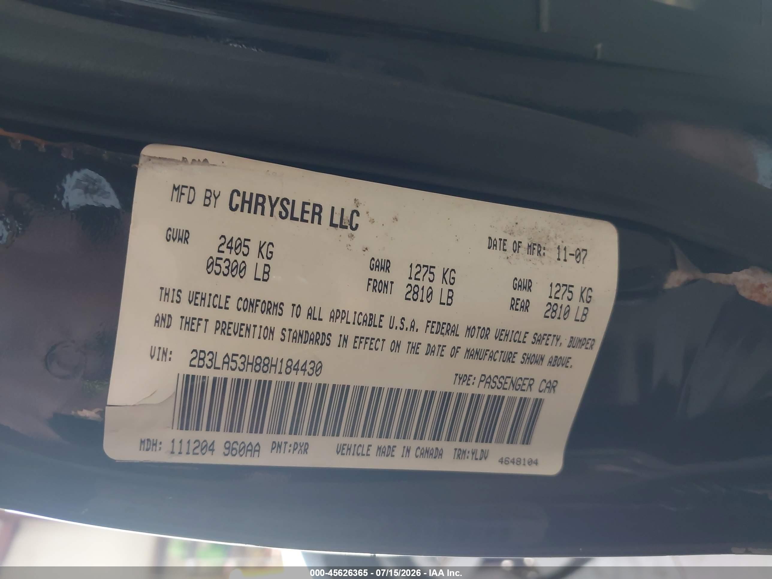 2008 Dodge Charger R/t Black vin: 2B3LA53H88H184430