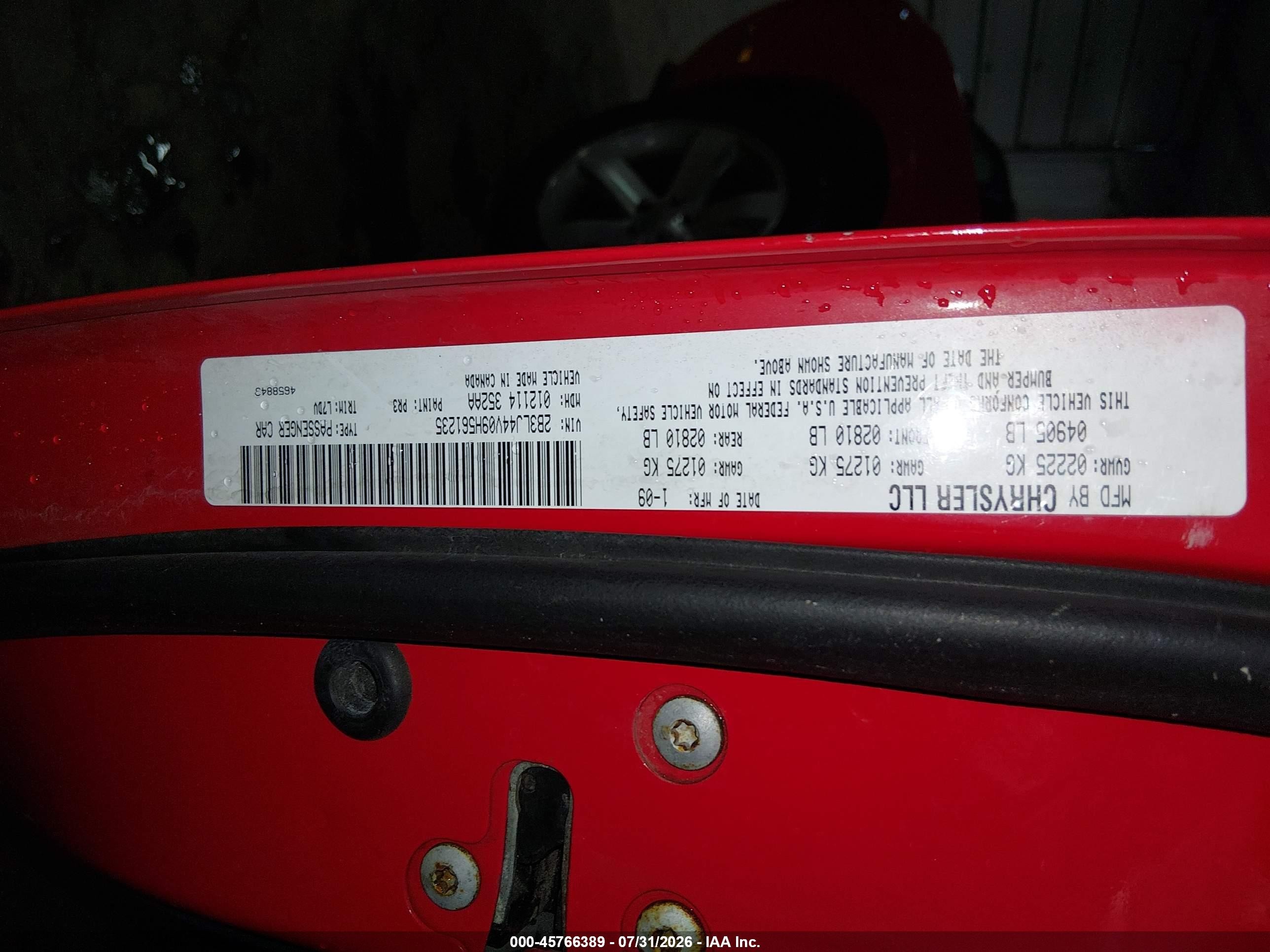 2009 Dodge Challenger Se Red vin: 2B3LJ44V09H561235