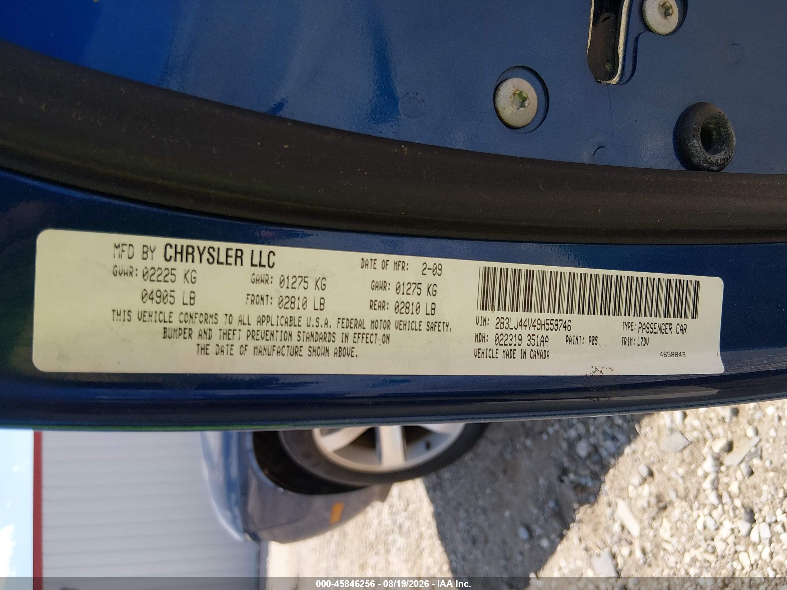 2009 Dodge Challenger Se Blue vin: 2B3LJ44V49H559746