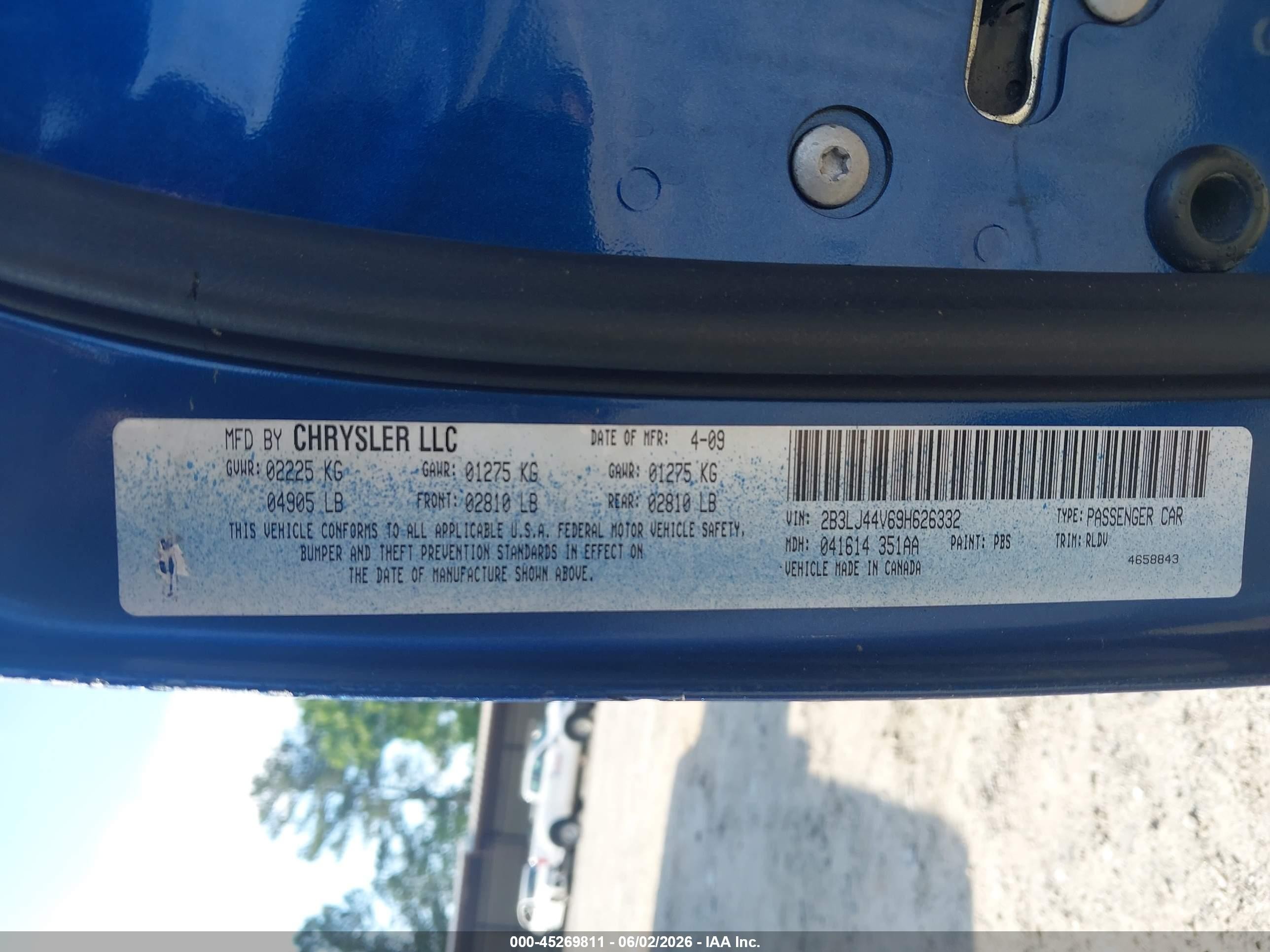 2009 Dodge Challenger Se Blue vin: 2B3LJ44V69H626332