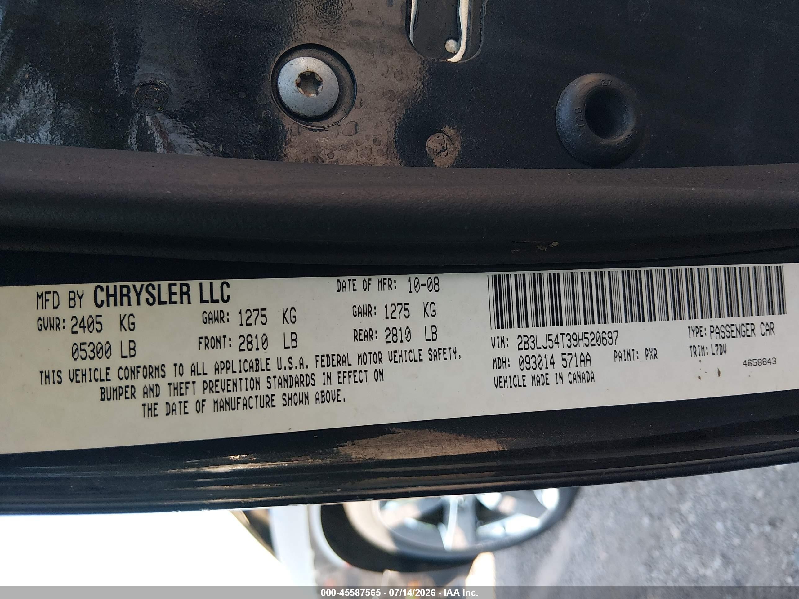 2009 Dodge Challenger R/t Black vin: 2B3LJ54T39H520697