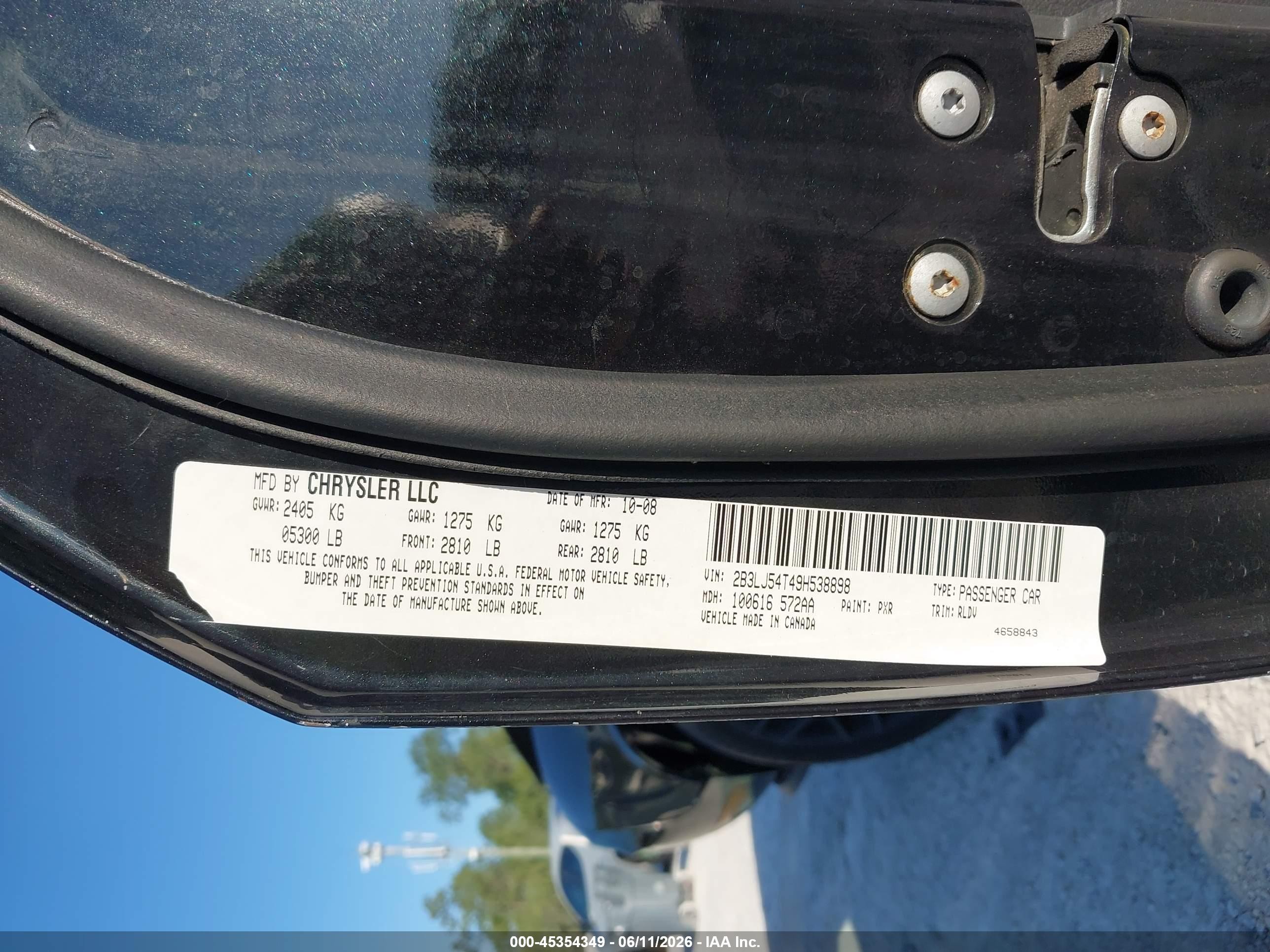 2009 Dodge Challenger R/t Black vin: 2B3LJ54T49H538898