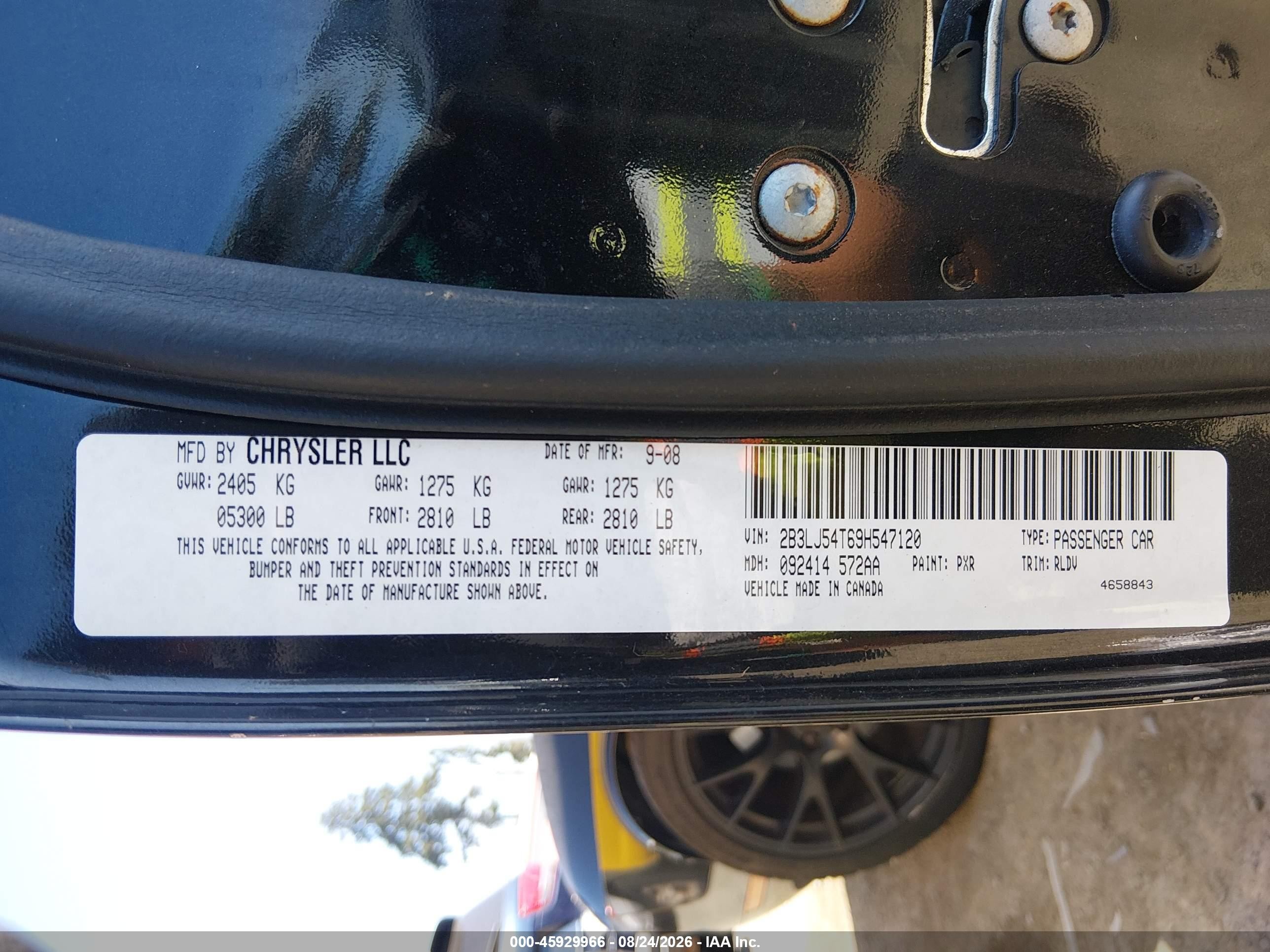 2009 Dodge Challenger R/t Black vin: 2B3LJ54T69H547120