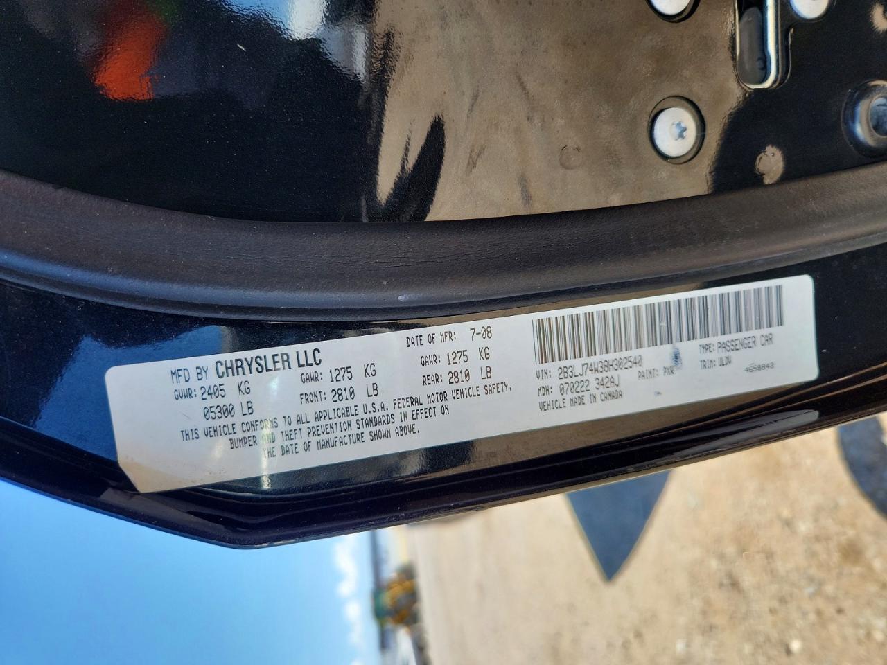 2008 Dodge Challenger Srt-8 Black vin: 2B3LJ74W38H302540