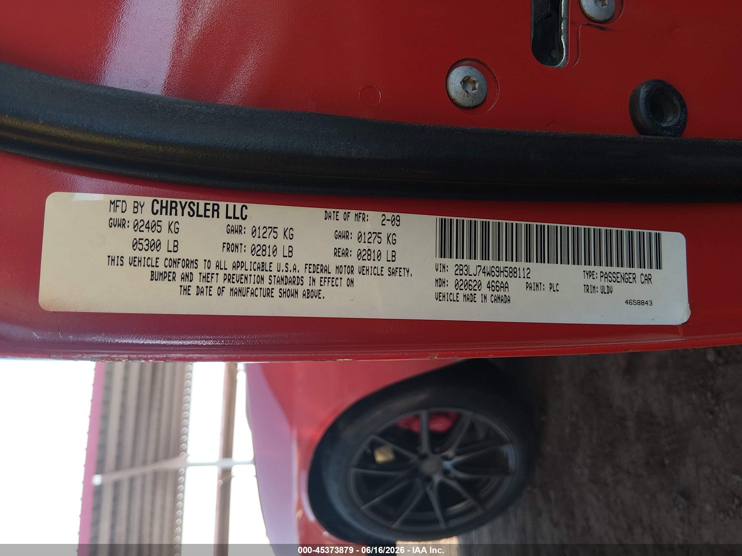 2009 Dodge Challenger Srt8 Orange vin: 2B3LJ74W69H588112