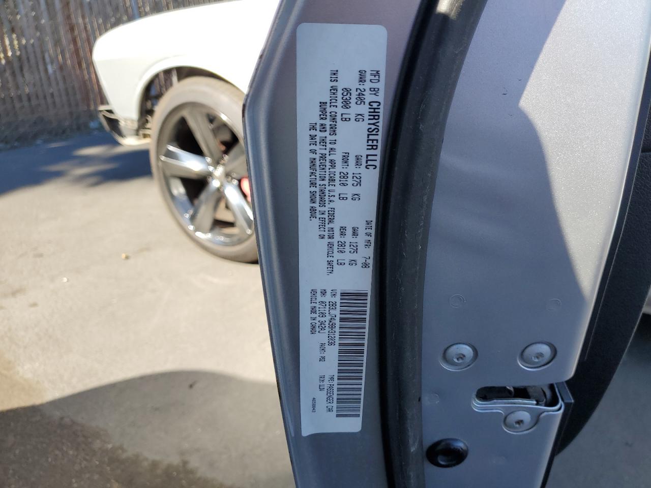 2008 Dodge Challenger Srt-8 Silver vin: 2B3LJ74W98H312036