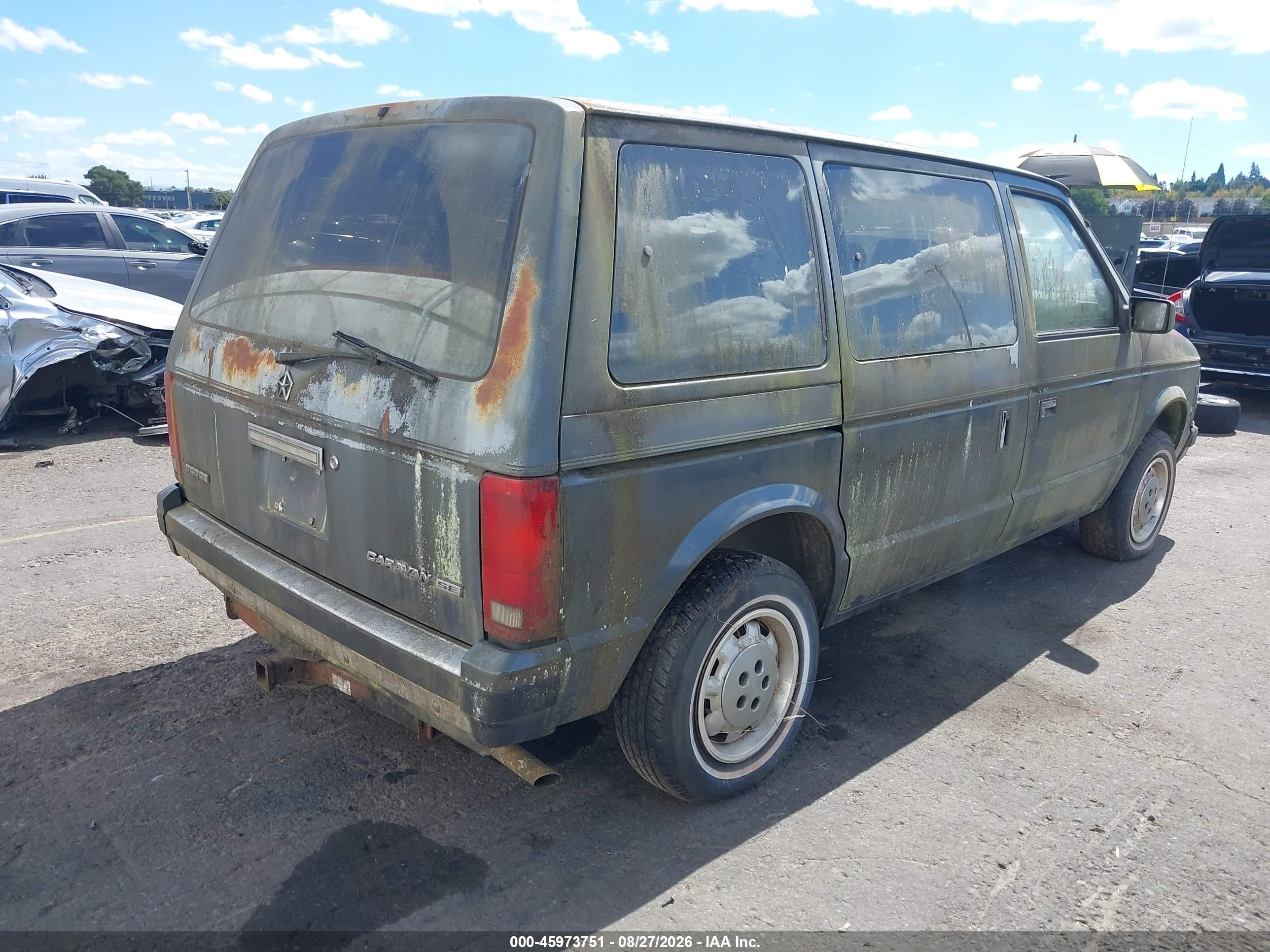 1988 Dodge Caravan Se Gray vin: 2B4FK4138JR728223