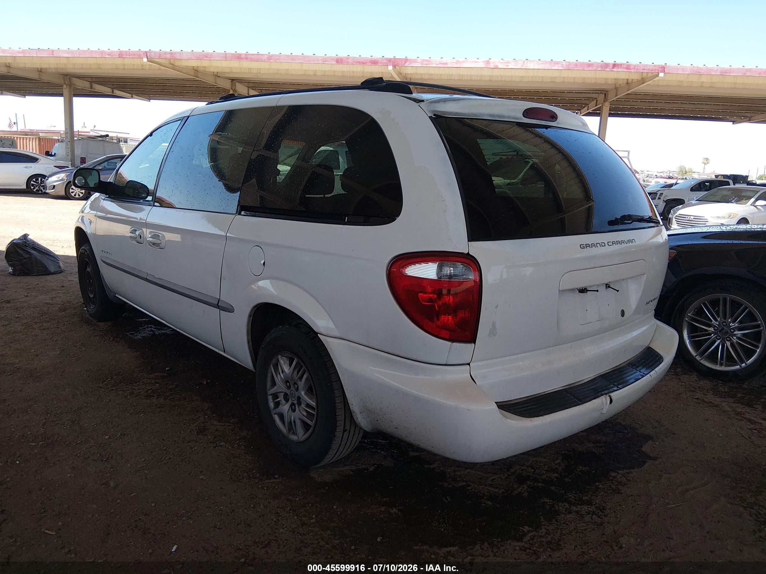 2001 Dodge Grand Caravan Sport White vin: 2B4GP443X1R310649