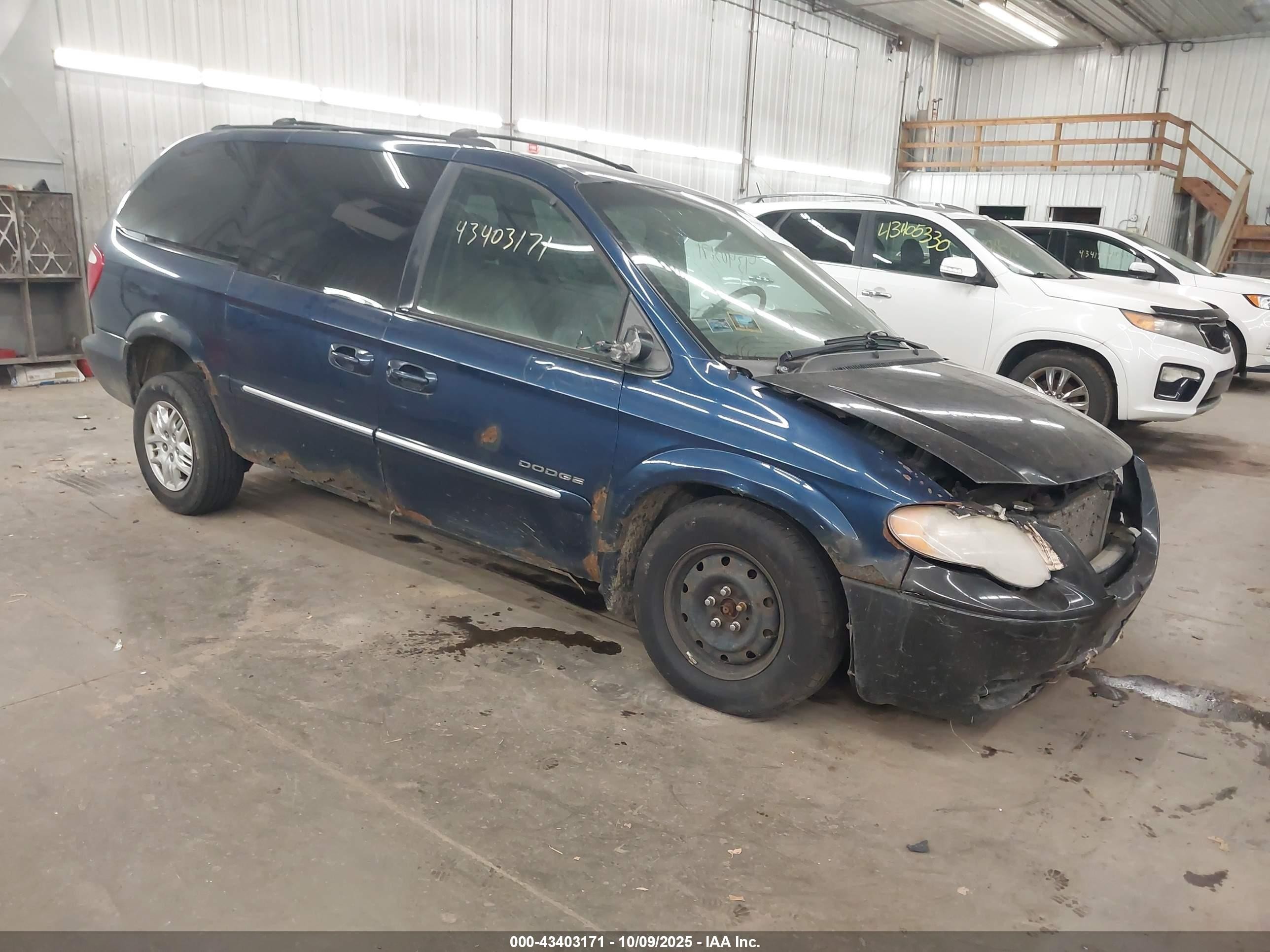 2001 Dodge Grand Caravan Es Blue vin: 2B4GP54L51R203739