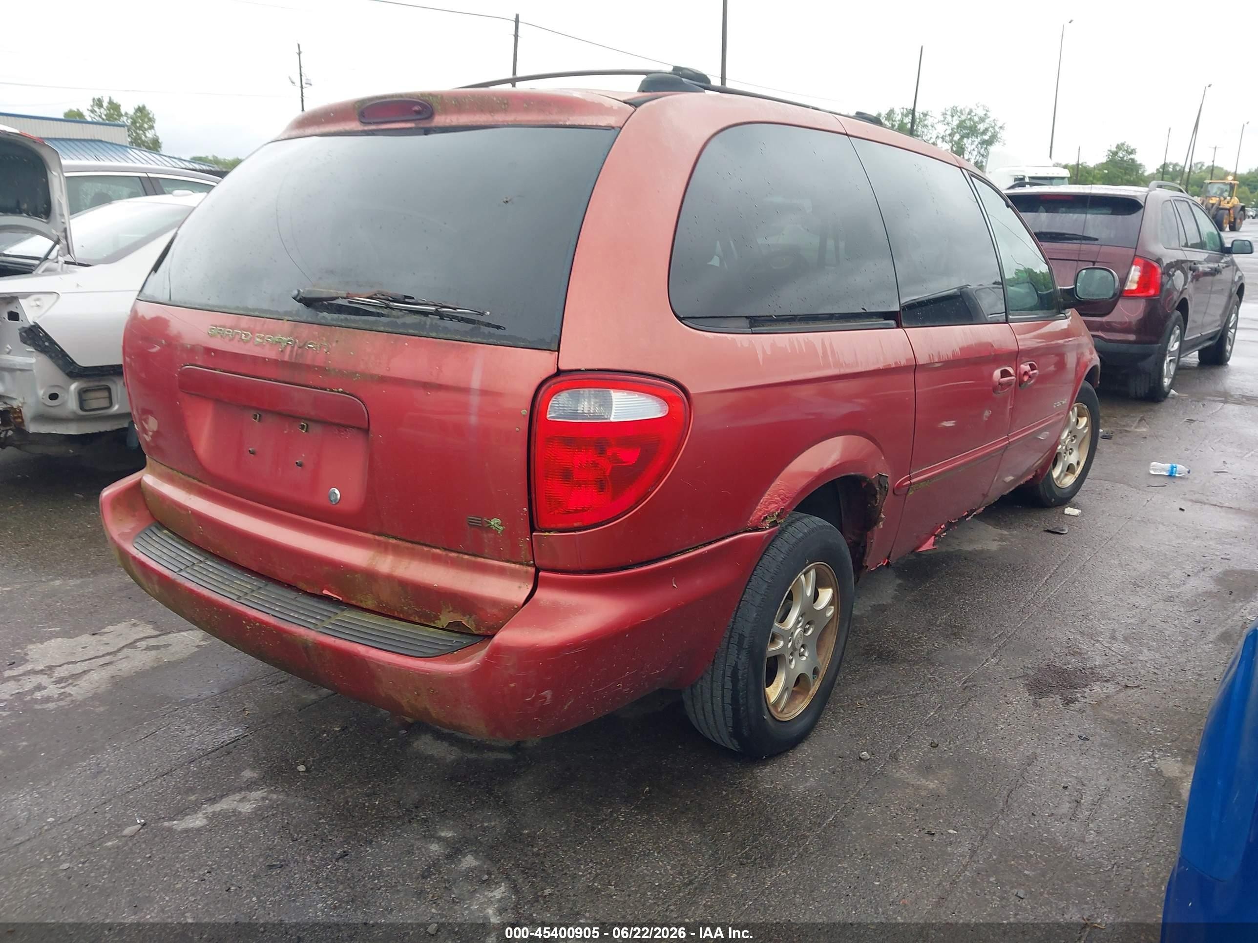 2001 Dodge Grand Caravan Ex Red vin: 2B4GP74L91R348357