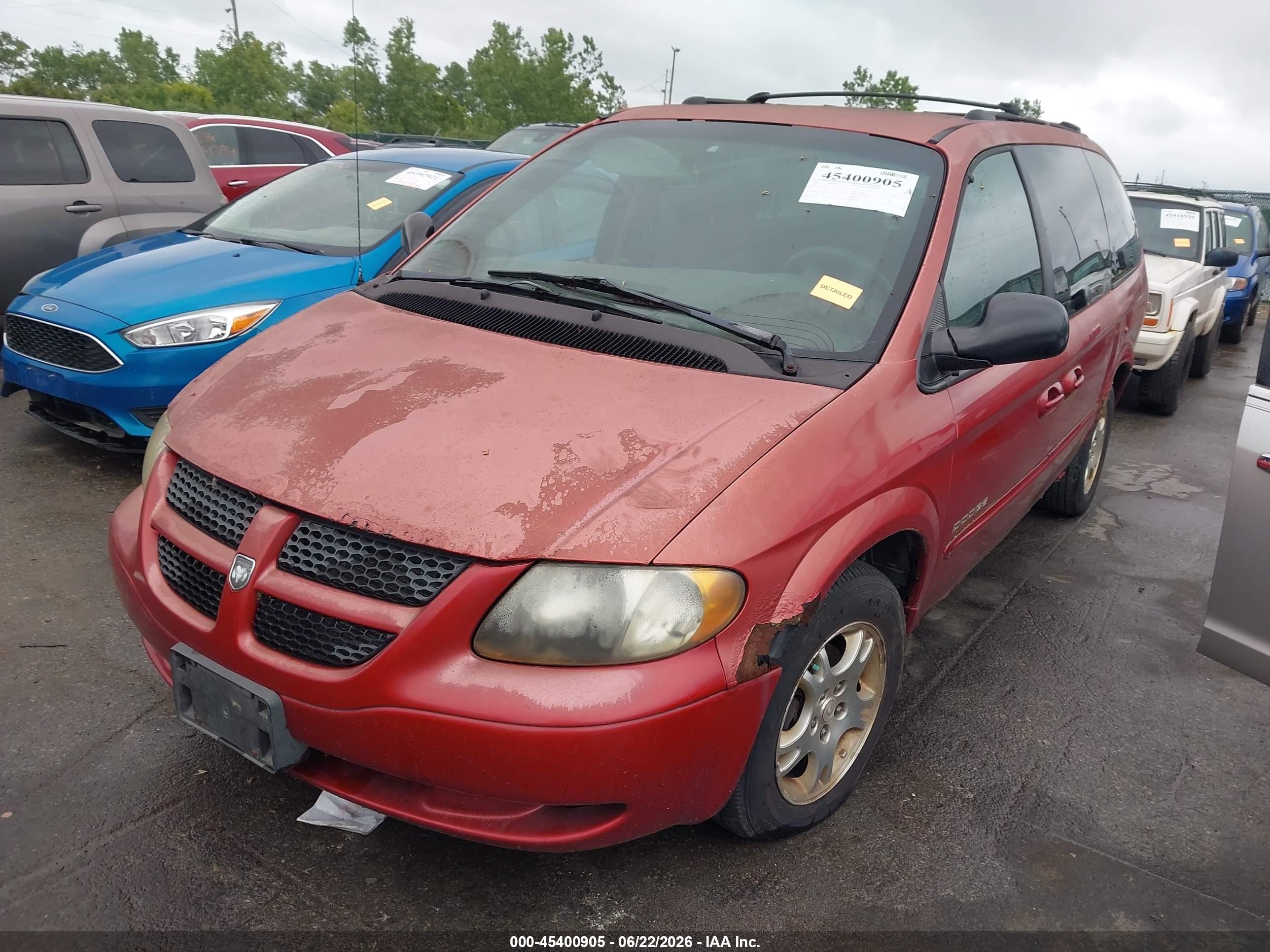 2001 Dodge Grand Caravan Ex Red vin: 2B4GP74L91R348357