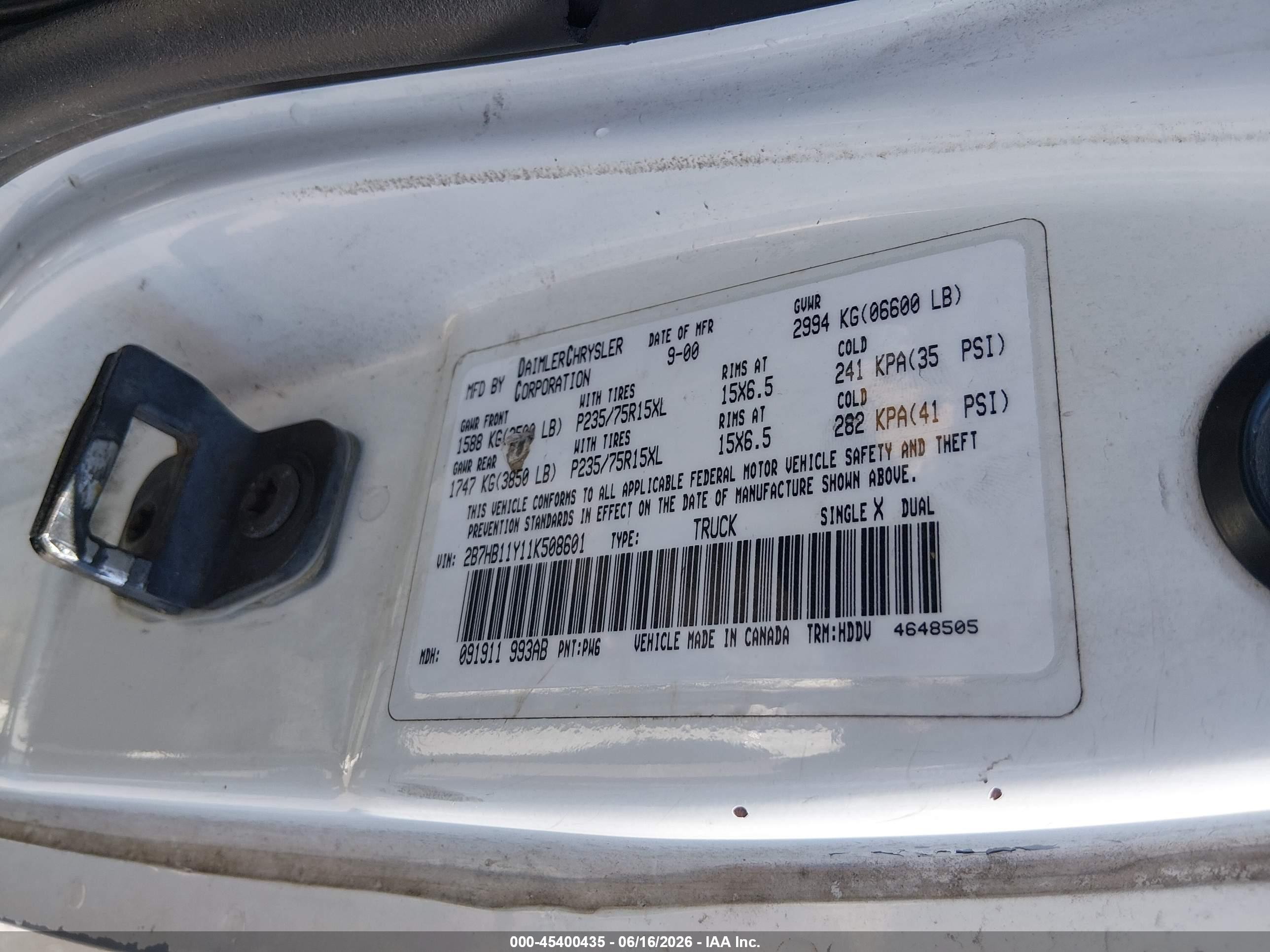 2001 Dodge Ram Van 1500 Conversion Белый vin: 2B7HB11Y11K508601