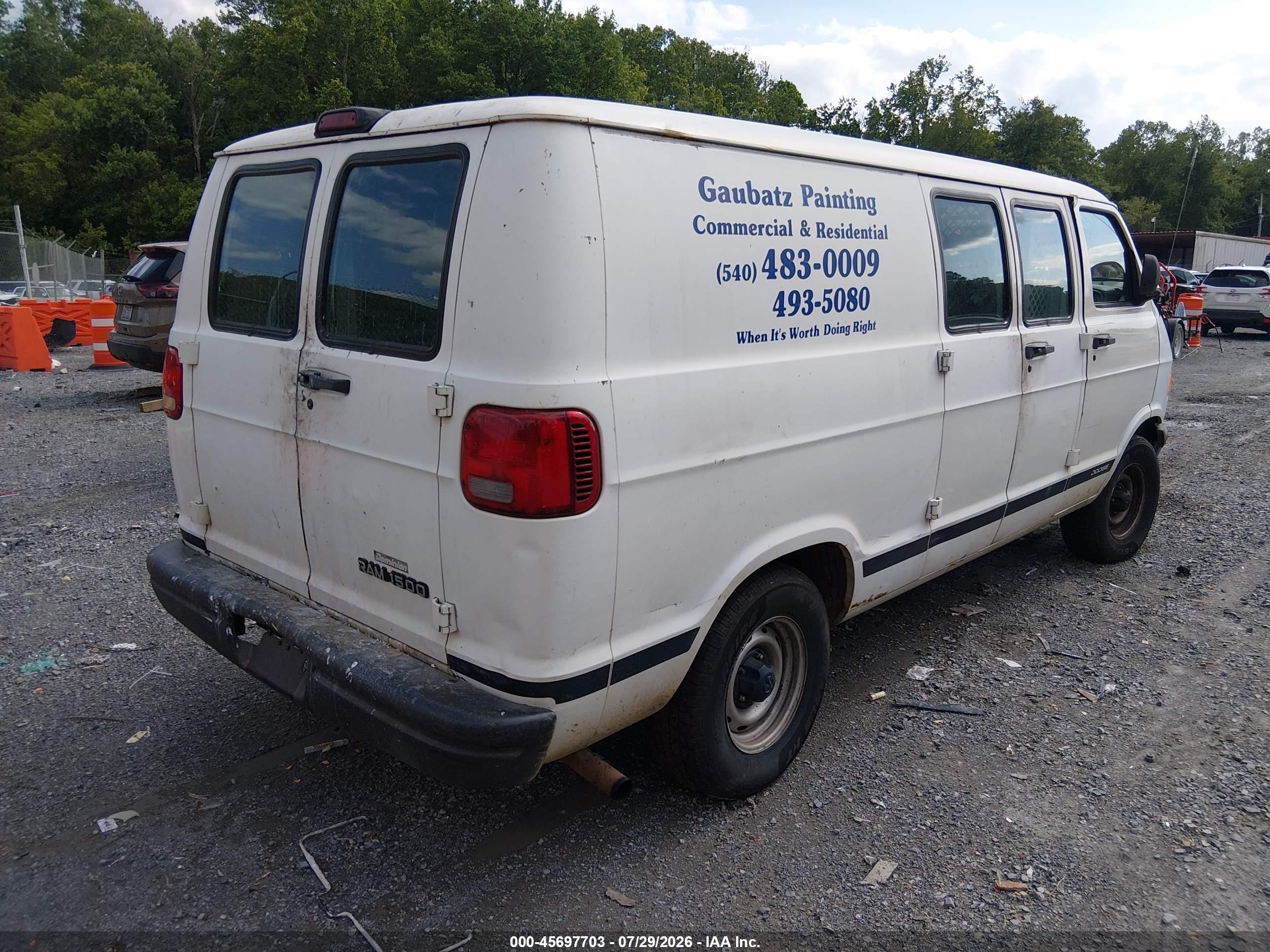 1999 Dodge Ram Van 1500 Commercial/conversion White vin: 2B7HB11Y6XK513186