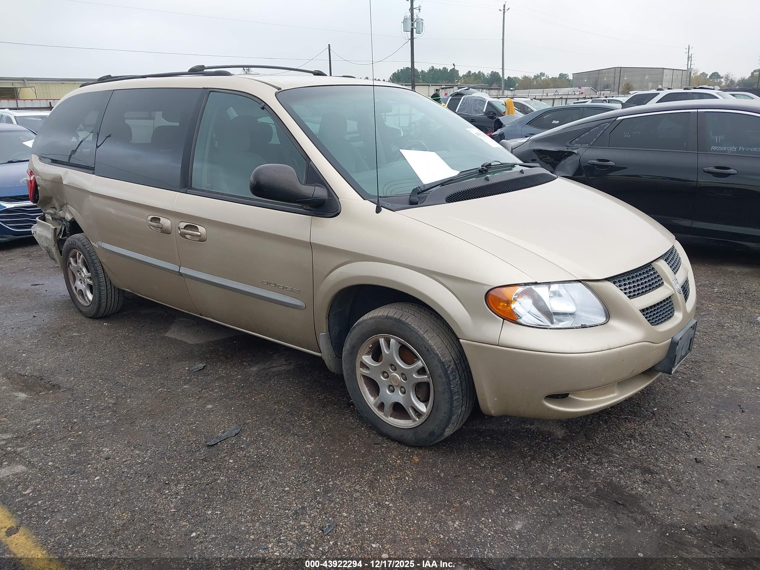 2001 Dodge Grand Caravan Ex Beige vin: 2B8GP74L01R291383