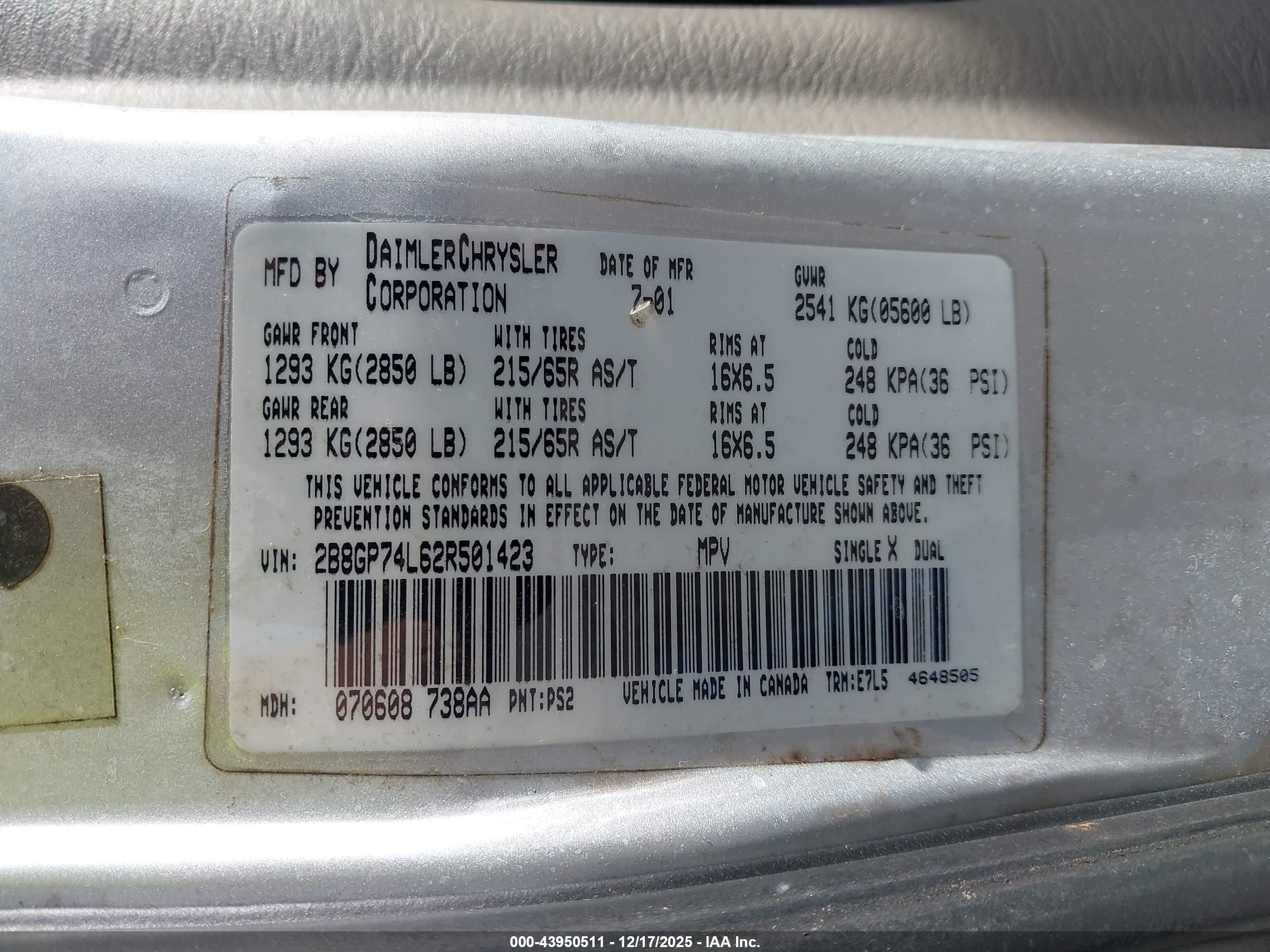 2002 Dodge Grand Caravan Ex Серебряный vin: 2B8GP74L62R501423