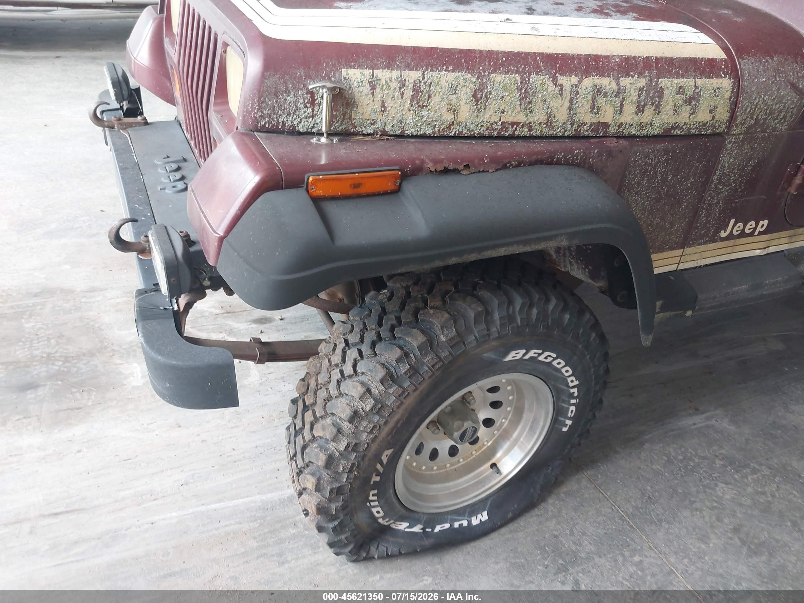 1988 Jeep Wrangler Sport Бордовый vin: 2BCCV8139JB529356