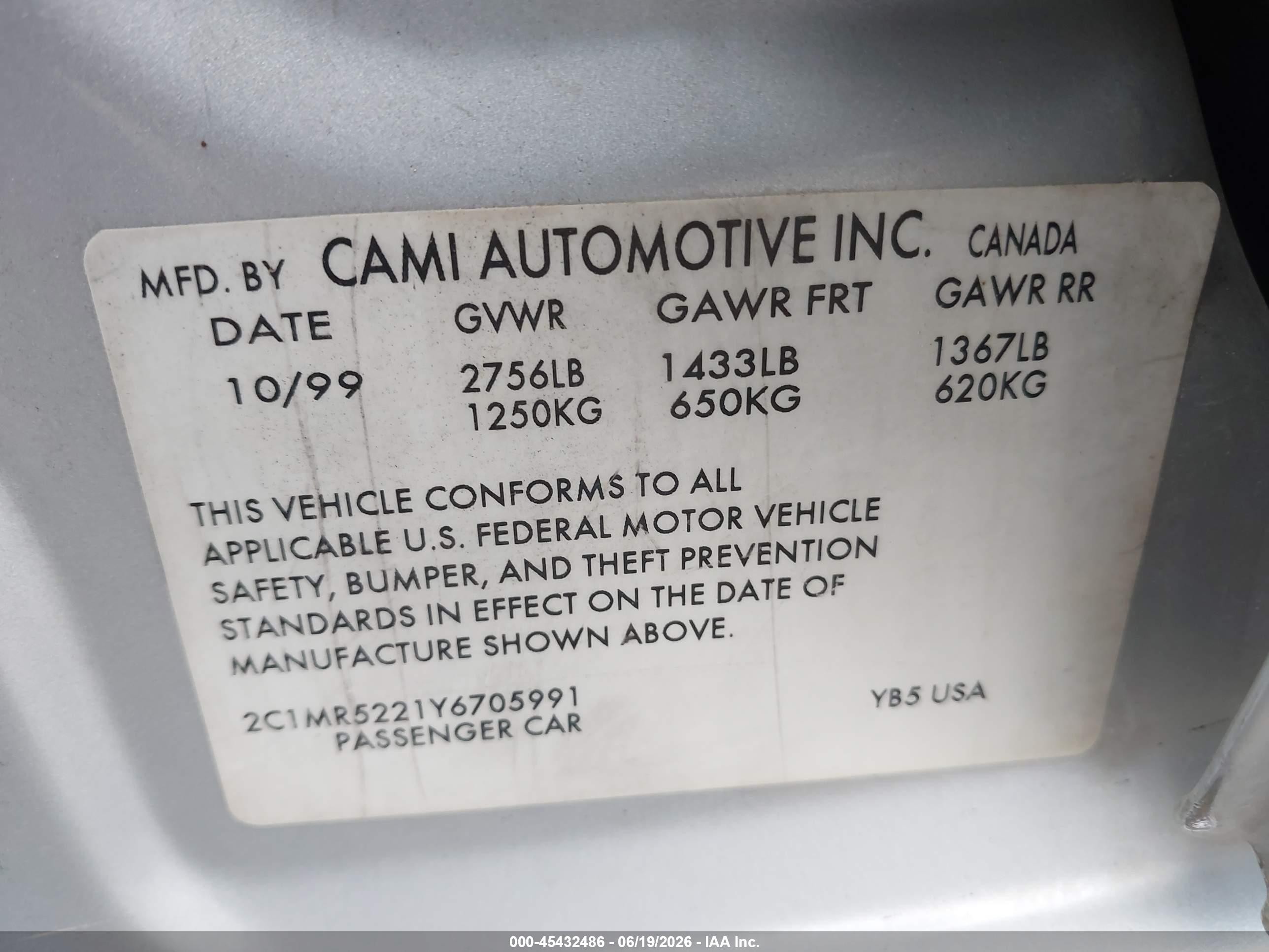 2000 Chevrolet Metro Lsi Серебряный vin: 2C1MR5221Y6705991