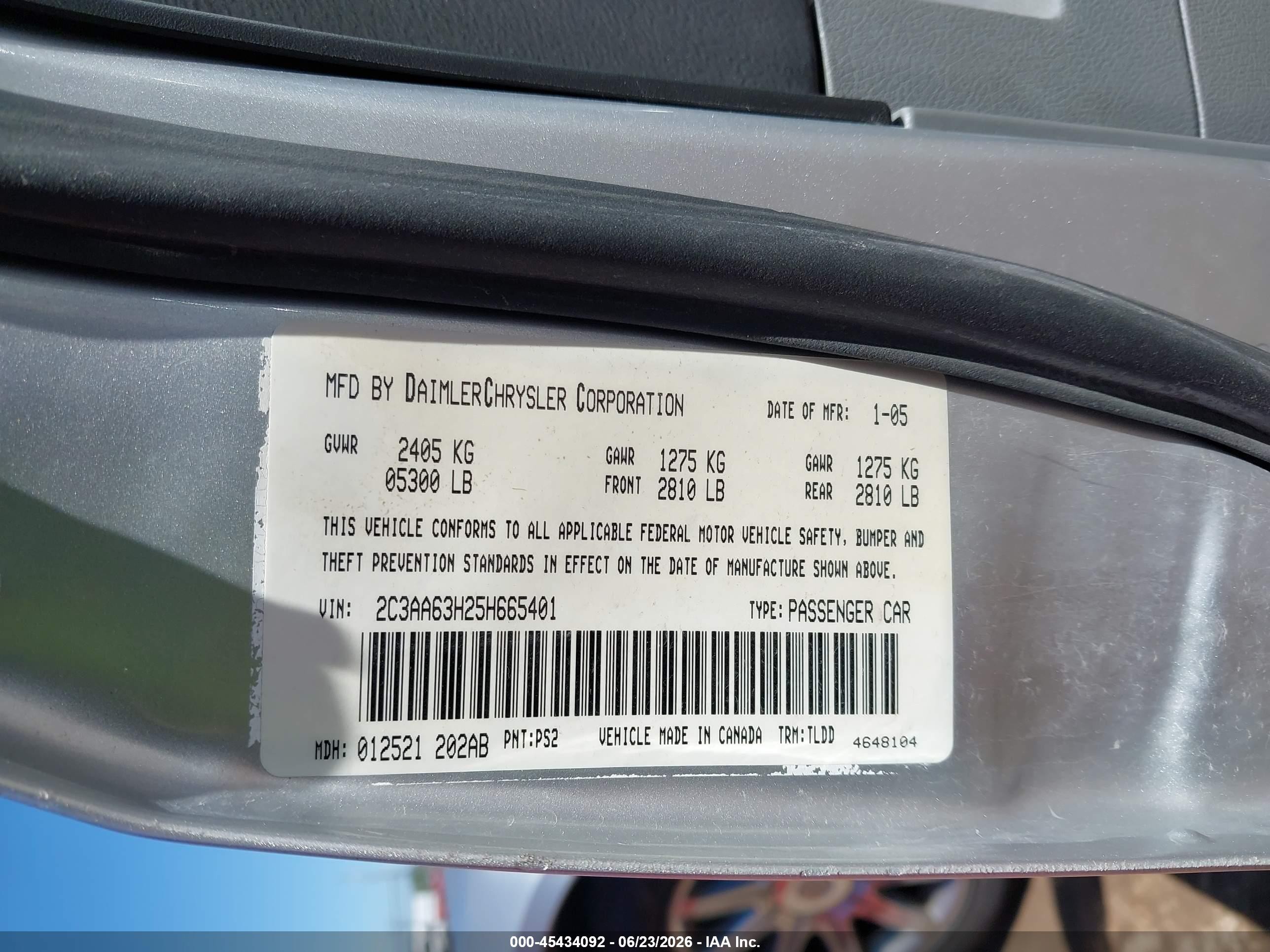 2005 Chrysler 300c Silver vin: 2C3AA63H25H665401