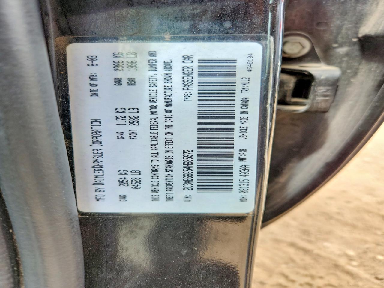 2004 Chrysler 300m Черный vin: 2C3AE66G54H685972