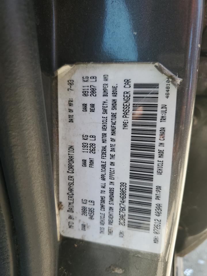 2004 Chrysler 300m Special Charcoal vin: 2C3AE76K74H680539