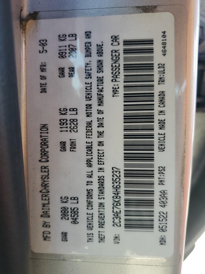 2004 Chrysler 300 Silver vin: 2C3AE76K84H635237