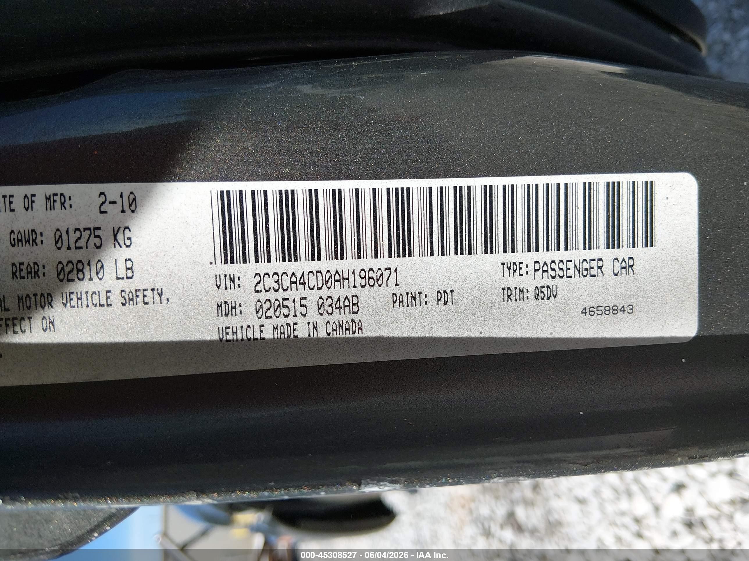 2010 Chrysler 300 Touring Gray vin: 2C3CA4CD0AH196071