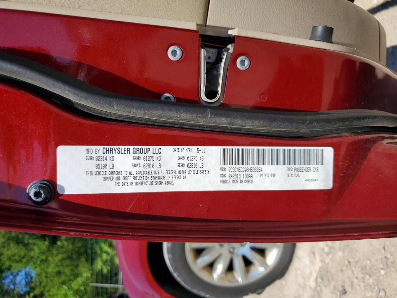 2011 Chrysler 300 Limited Red vin: 2C3CA5CG0BH536854