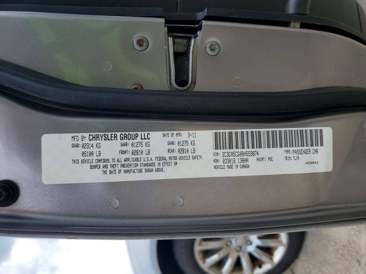 2011 Chrysler 300 Limited Silver vin: 2C3CA5CG0BH559874