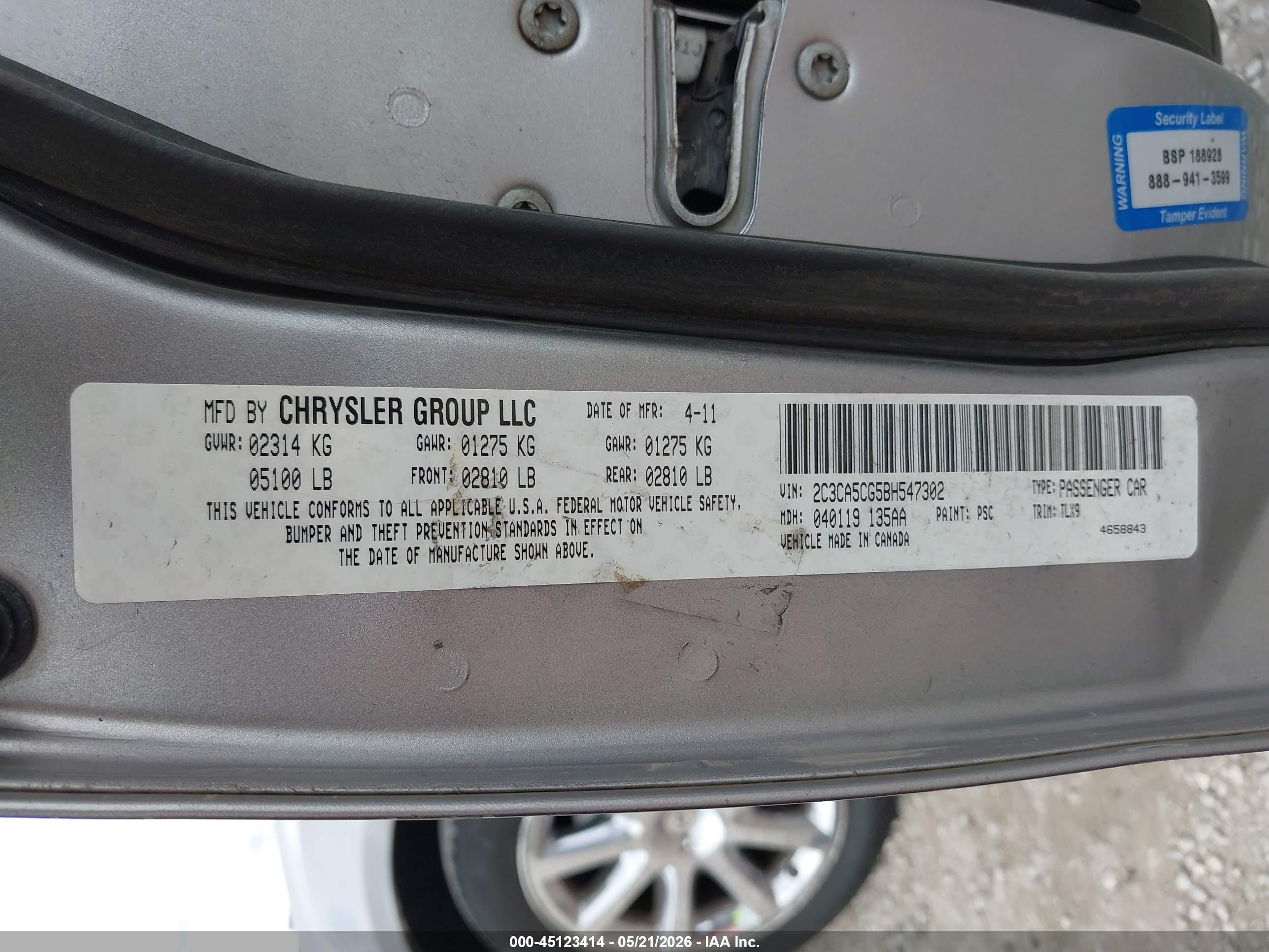 2011 Chrysler 300 Limited Silver vin: 2C3CA5CG5BH547302