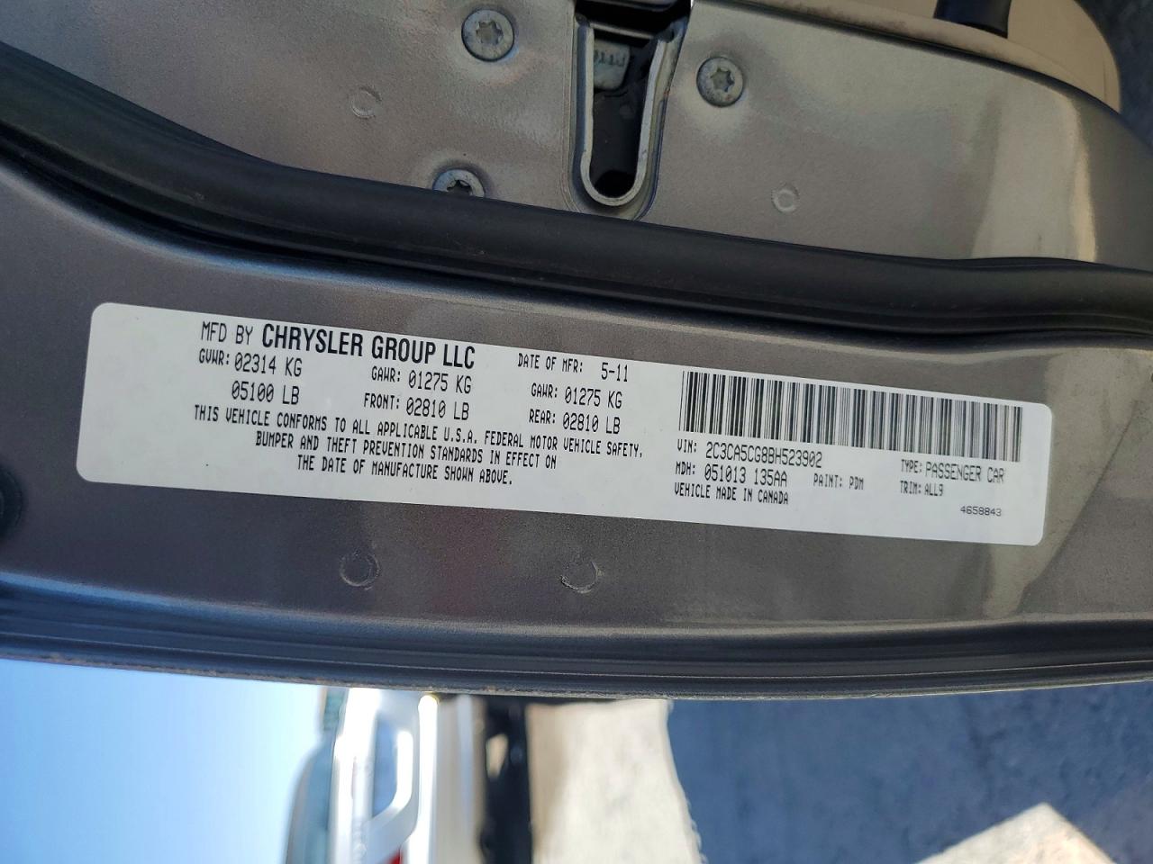2011 Chrysler 300 Limited Gray vin: 2C3CA5CG8BH523902