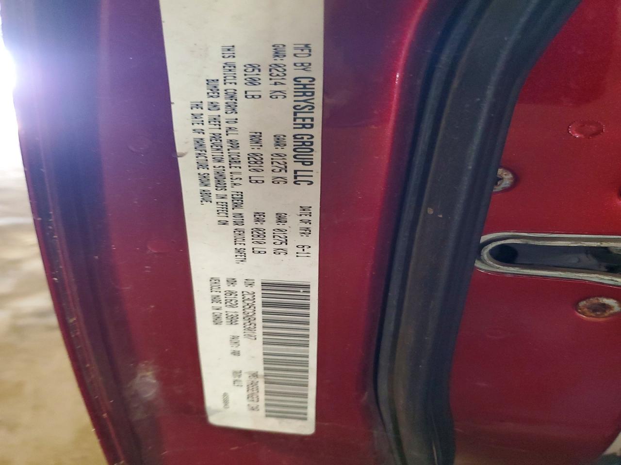 2011 Chrysler 300 Limited Red vin: 2C3CA5CGXBH530107