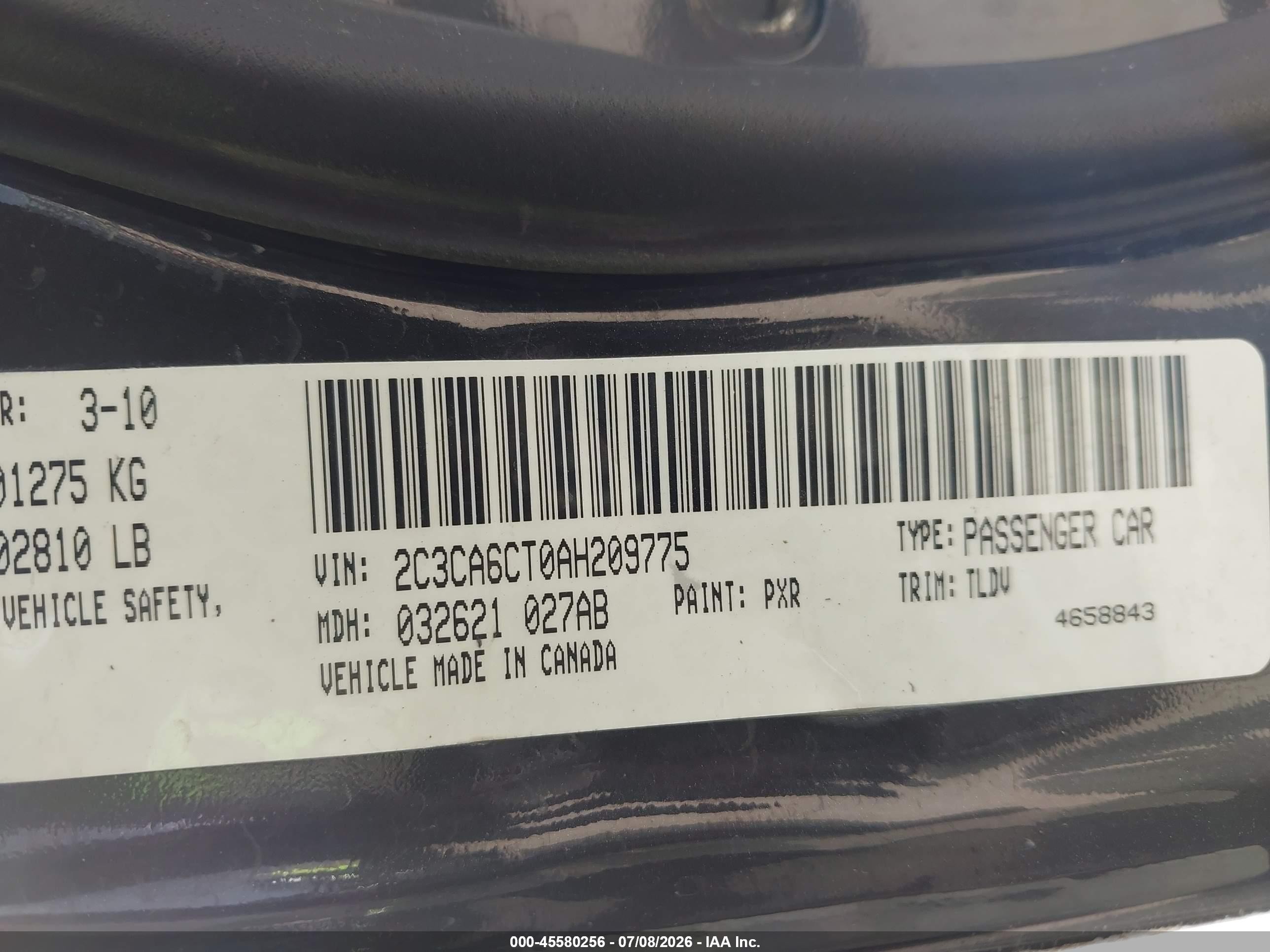2010 Chrysler 300c Hemi Black vin: 2C3CA6CT0AH209775