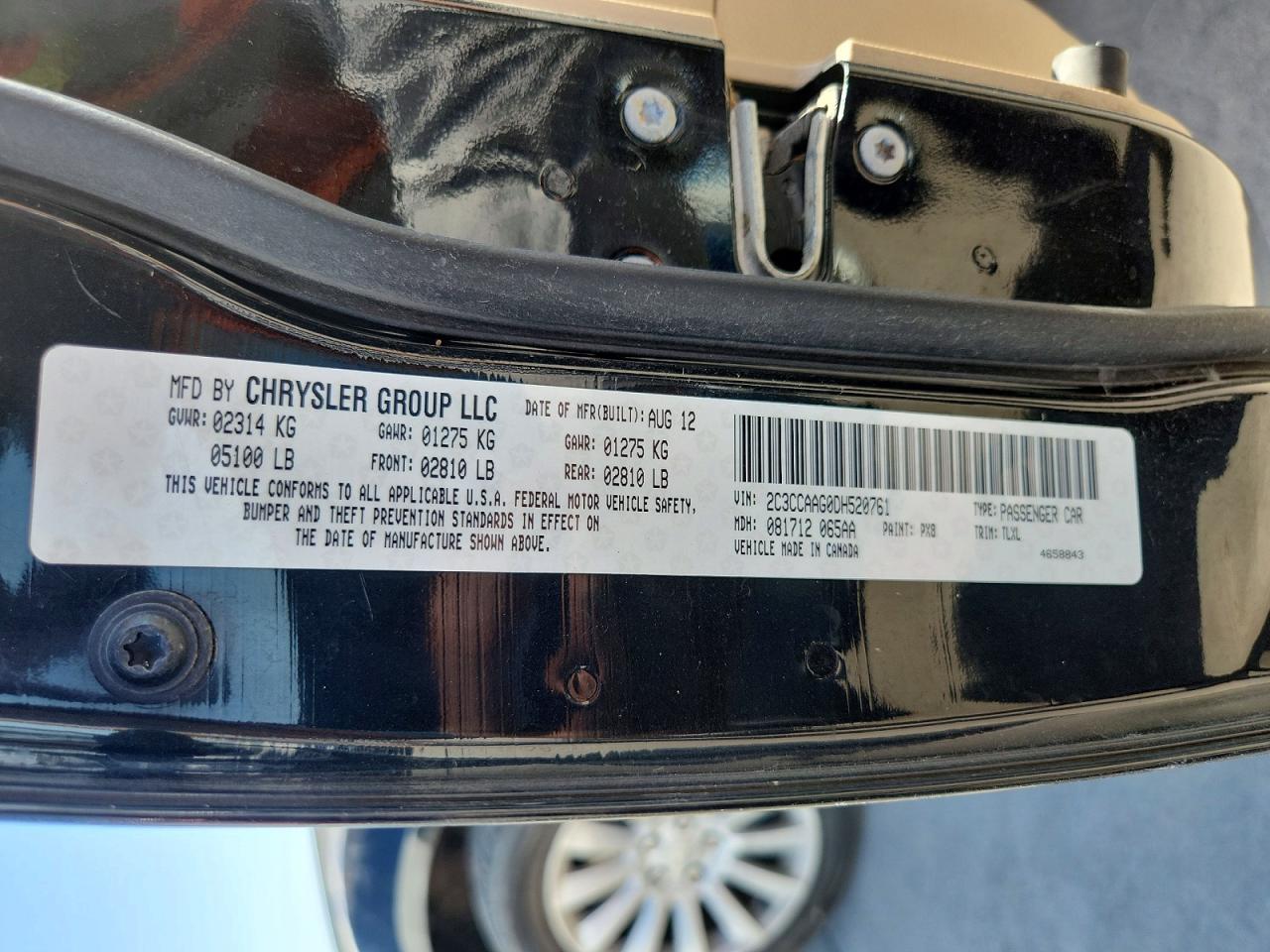 2013 Chrysler 300 Black vin: 2C3CCAAG0DH520761