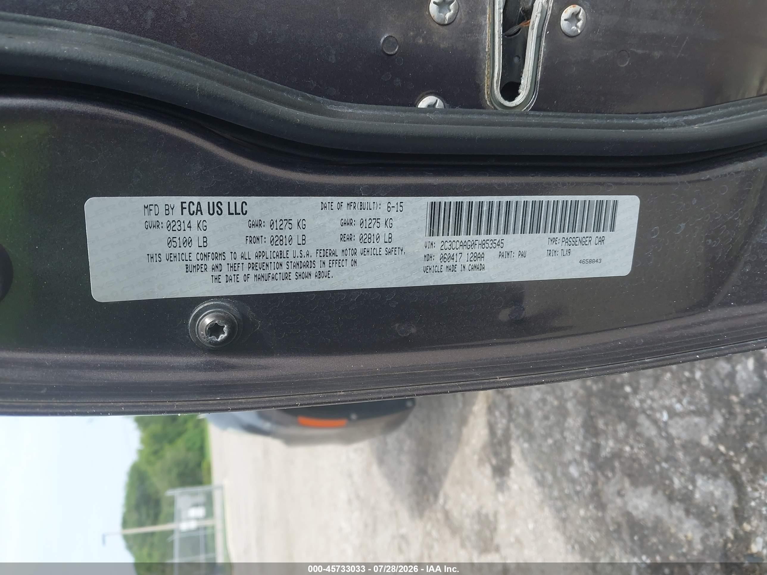 2015 Chrysler 300 Limited Серый vin: 2C3CCAAG0FH853545