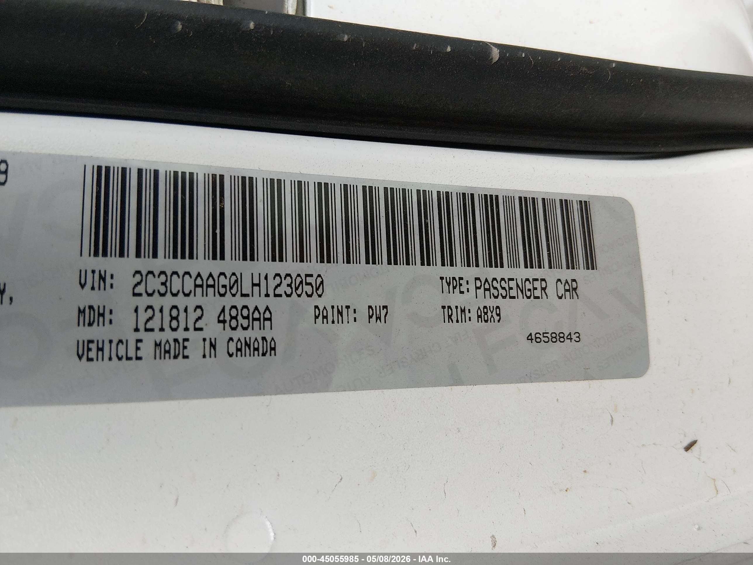 2020 Chrysler 300 Touring White vin: 2C3CCAAG0LH123050