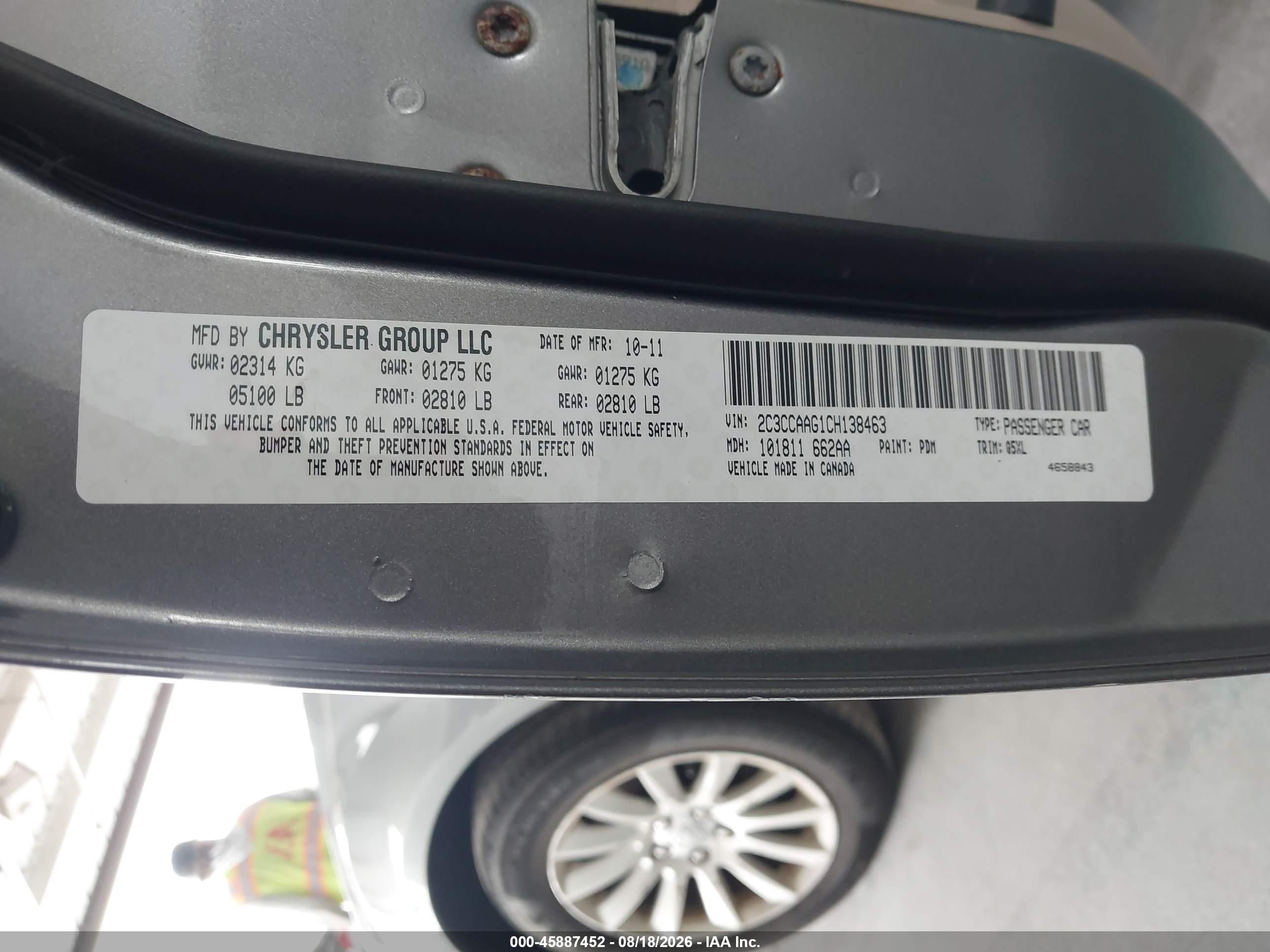 2012 Chrysler 300   Gray vin: 2C3CCAAG1CH138463