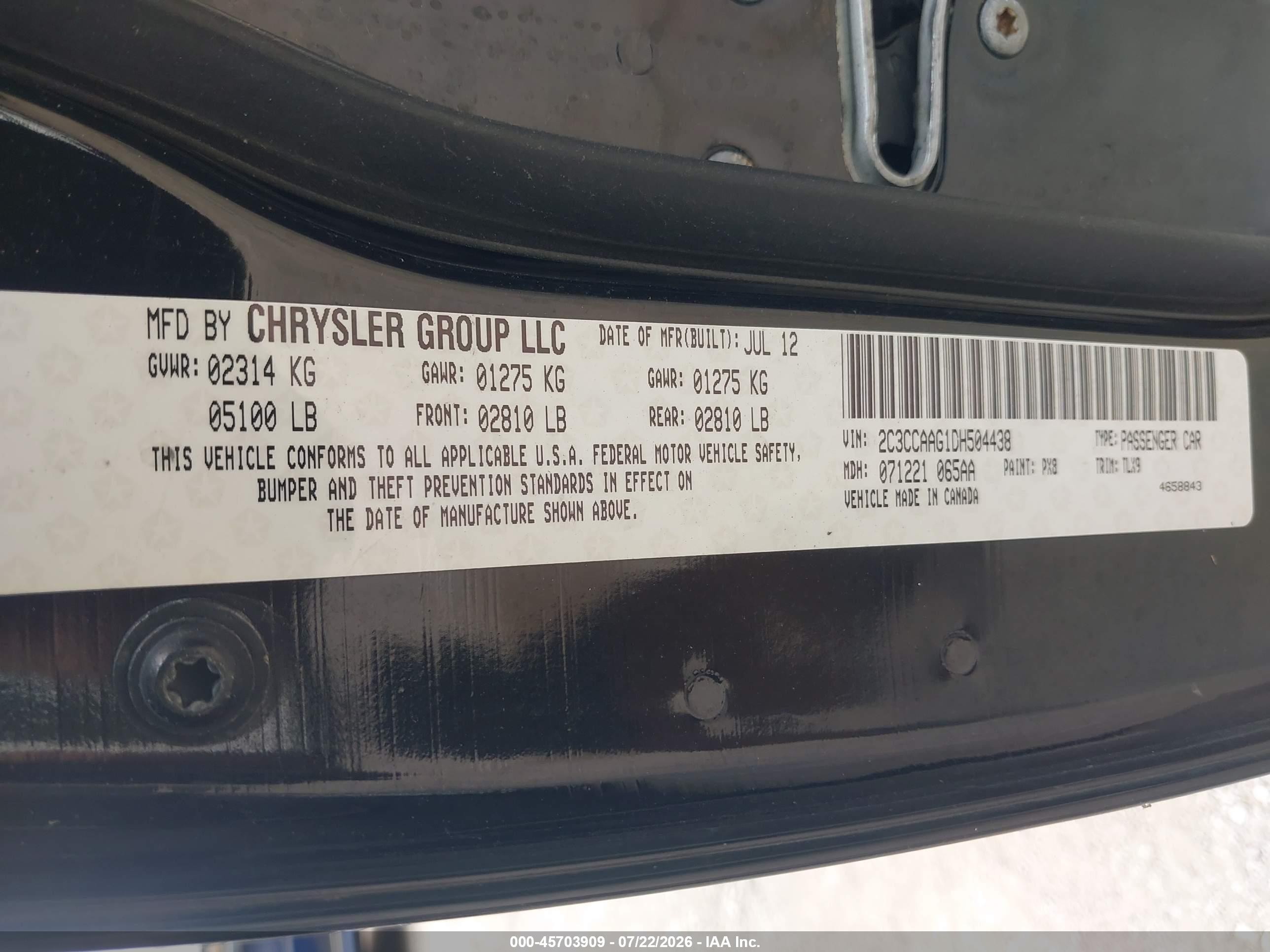 2013 Chrysler 300 Motown Черный vin: 2C3CCAAG1DH504438